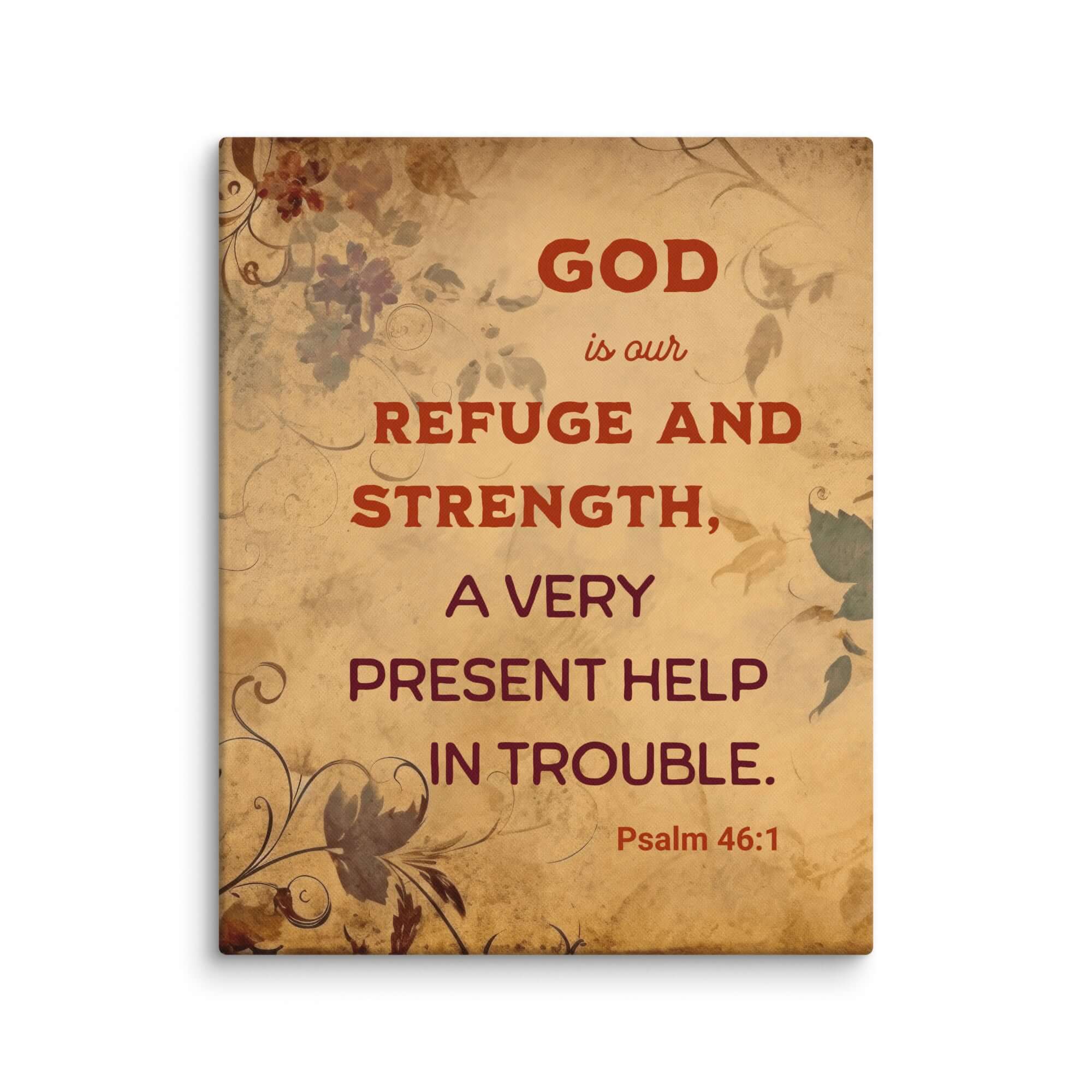 Psalm 46:1 Bible Verse, God is Our Refuge Canvas Print Wall Art 24″×30″
