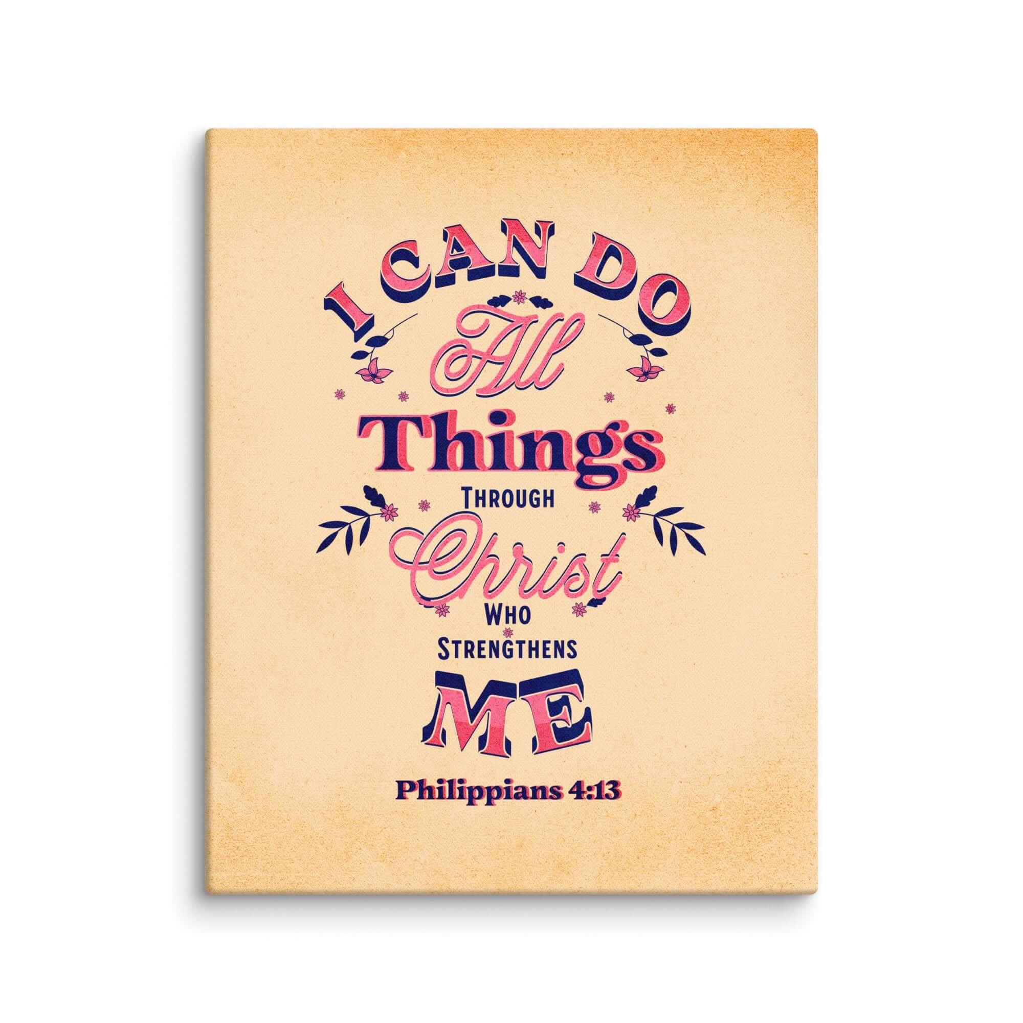 Philippians 4:13 Bible Verse, Christ Strengthens Me Canvas Print Wall Art 24″×30″
