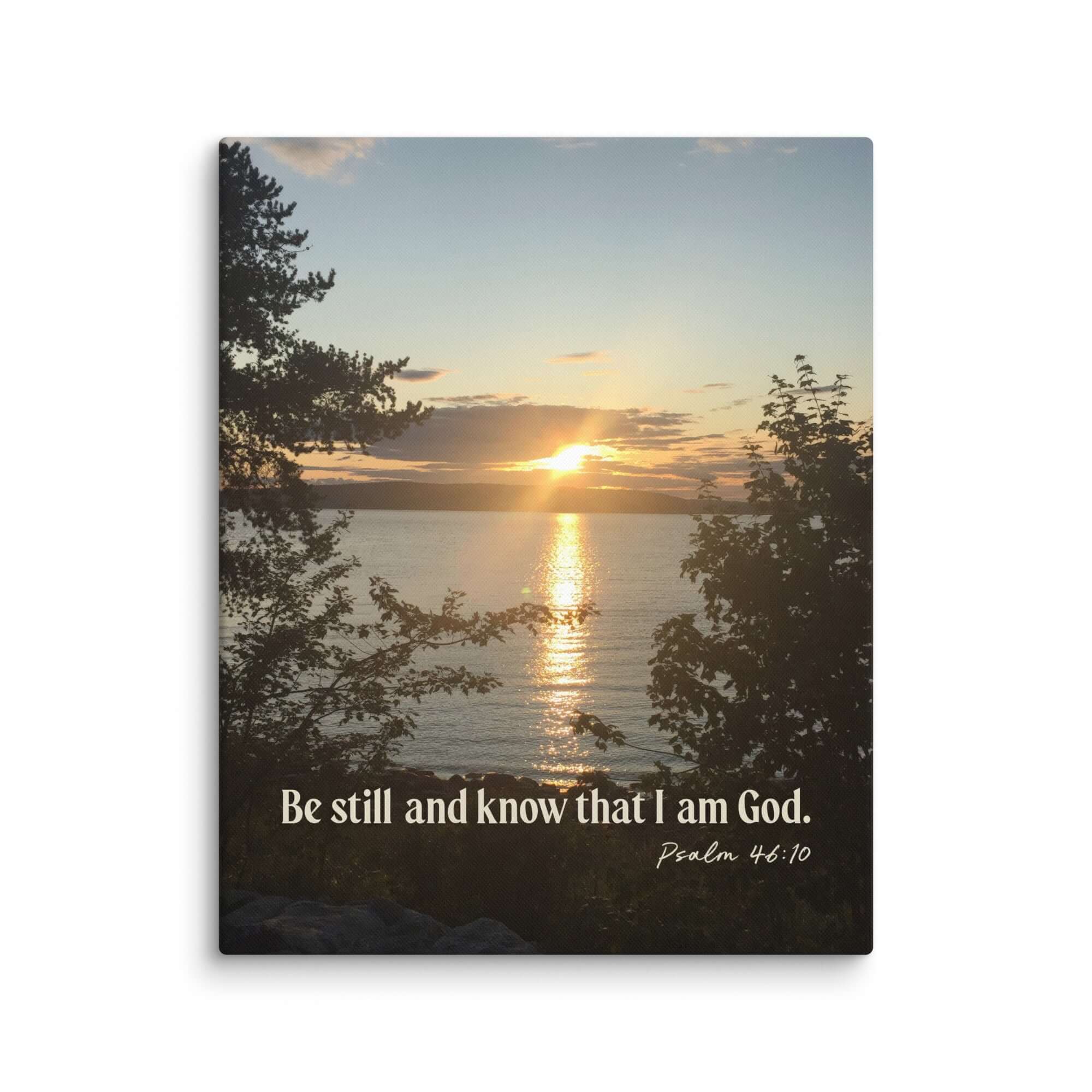 Psalm 46:10 Bible Verse, Sunset Glory Canvas Print Wall Art 24″×30″