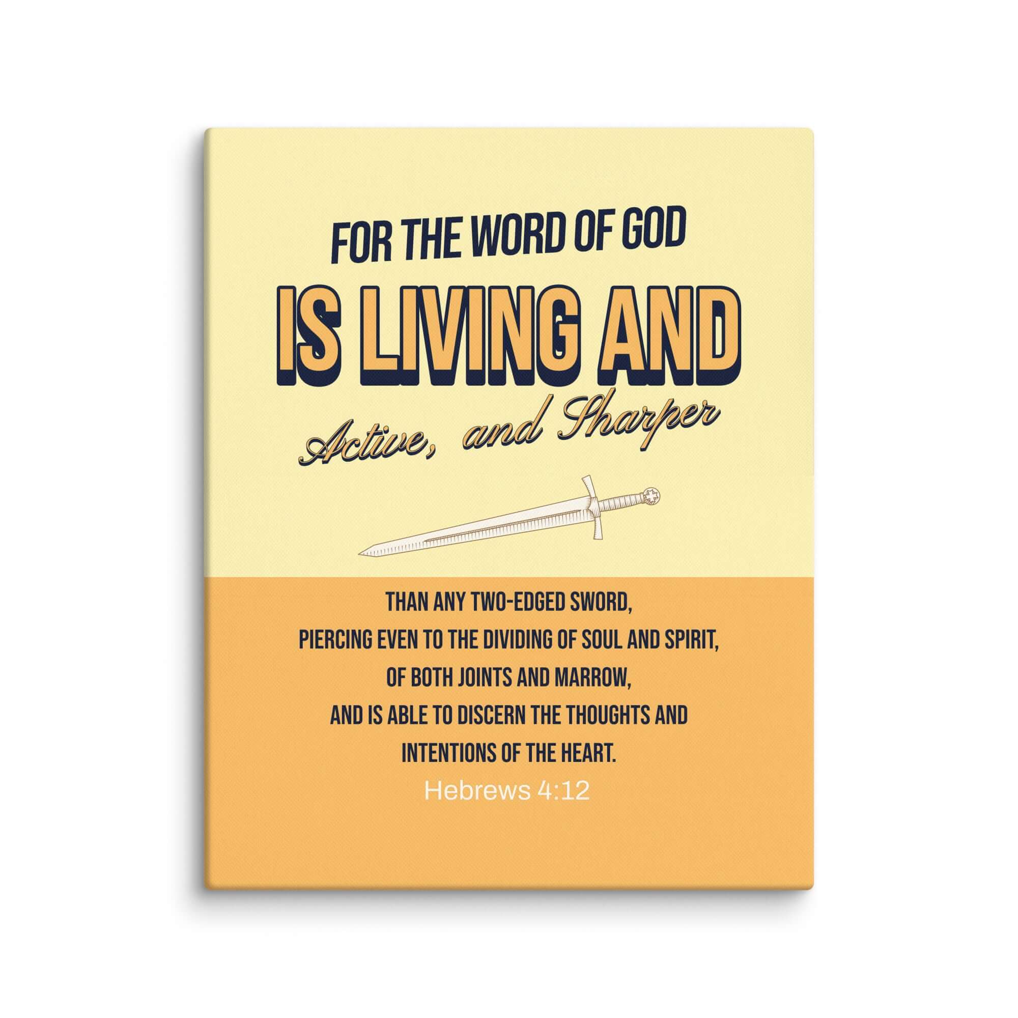 Hebrews 4:12 Bible Verse, living and active Canvas Print Wall Art 24″×30″