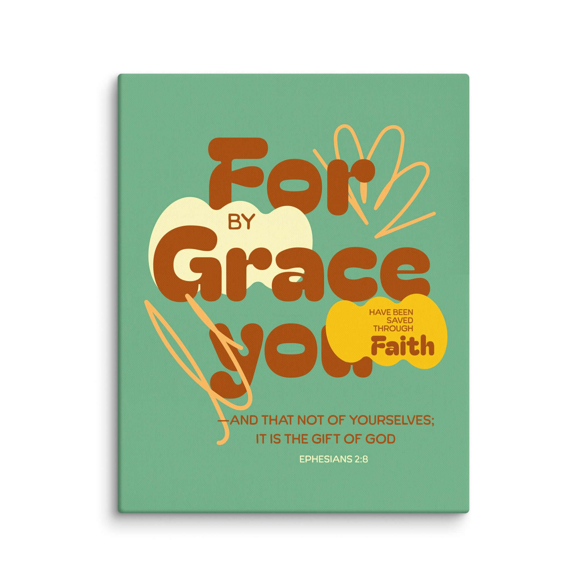 Ephesians 2:8 Bible Verse, for by grace Canvas Print Wall Art 24″×30″