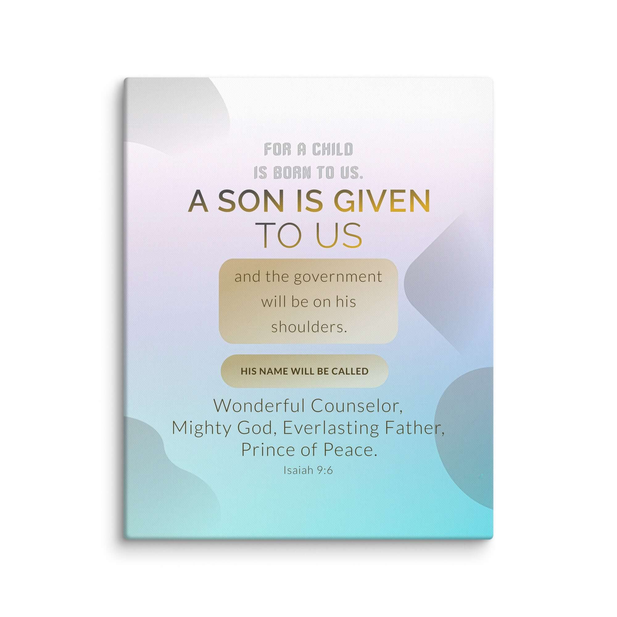 Isaiah 9:6 Bible Verse, Wonderful Counselor Canvas Print Wall Art 24″×30″