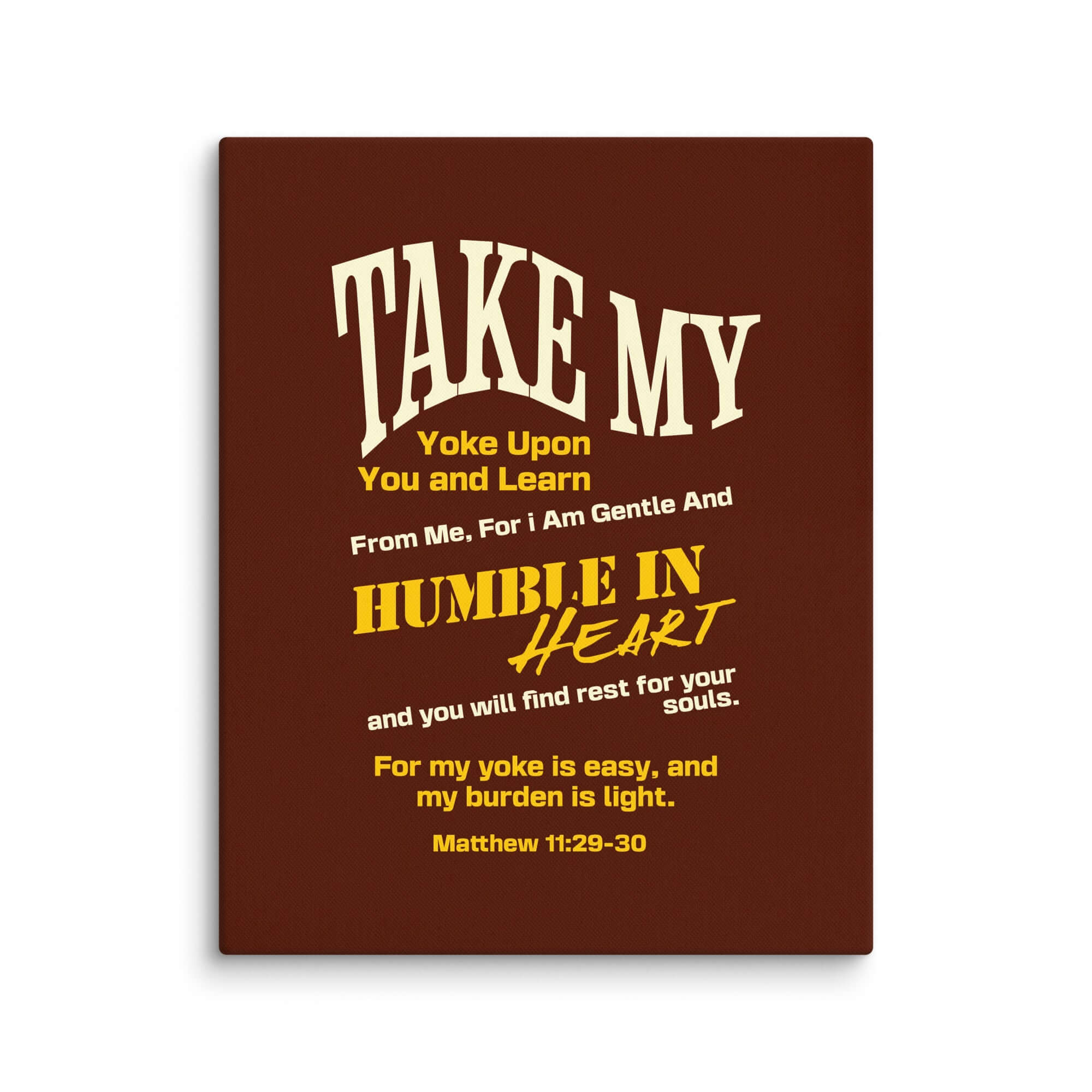 Matthew 11:29-30 Bible Verse, learn from me Canvas Print Wall Art 24″×30″