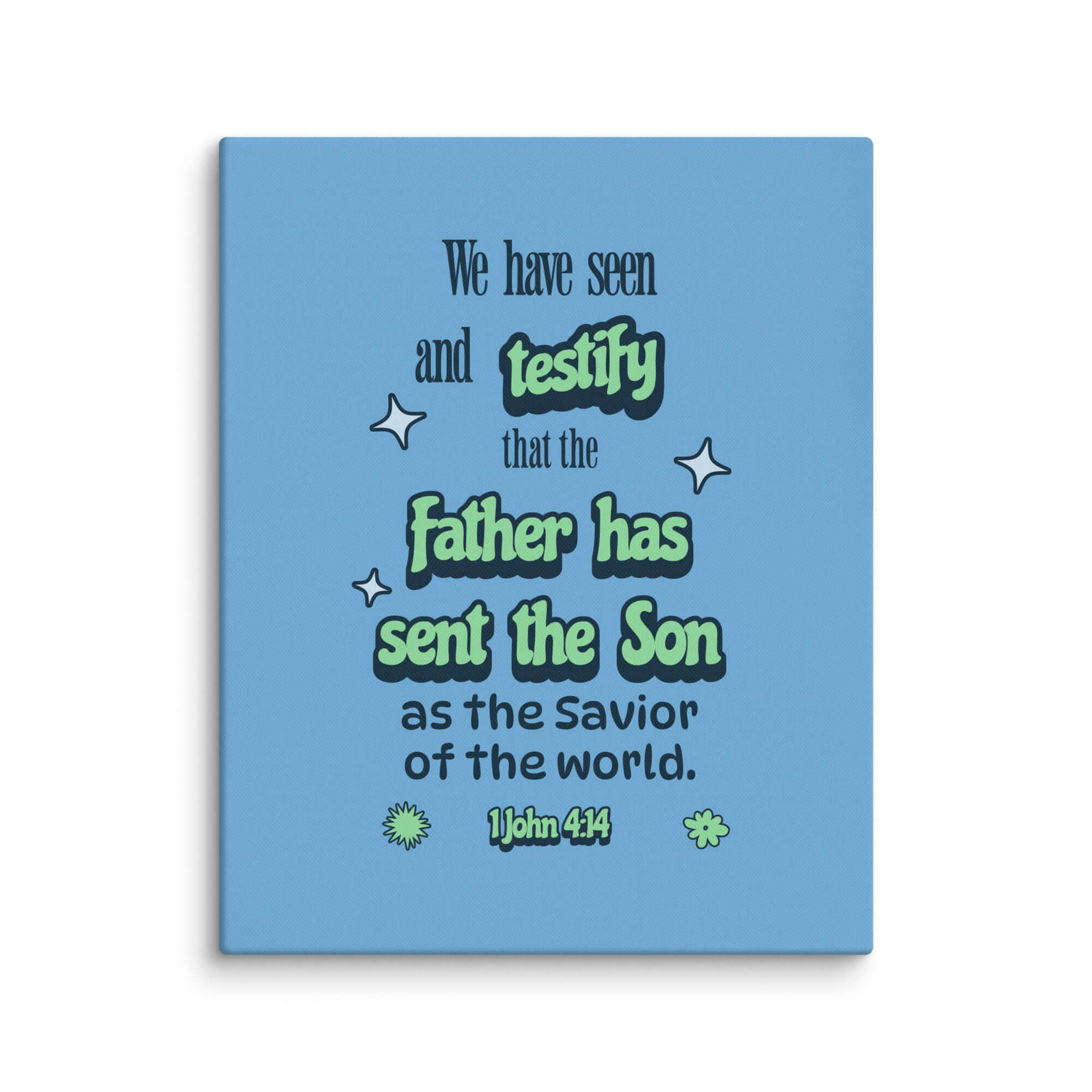 1 John 4:14 Bible Verse, sent the Son Canvas Print Wall Art 24″×30″