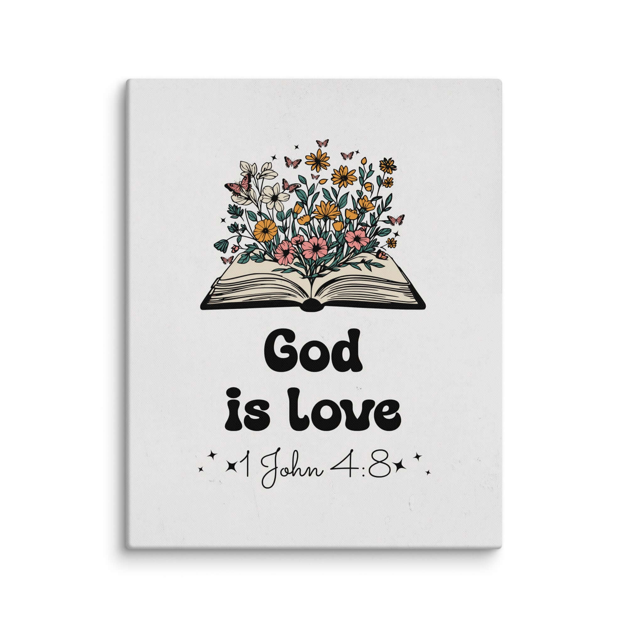 1 John 4:8 Bible Verse, God is Love Canvas Print Wall Art 24″×30″