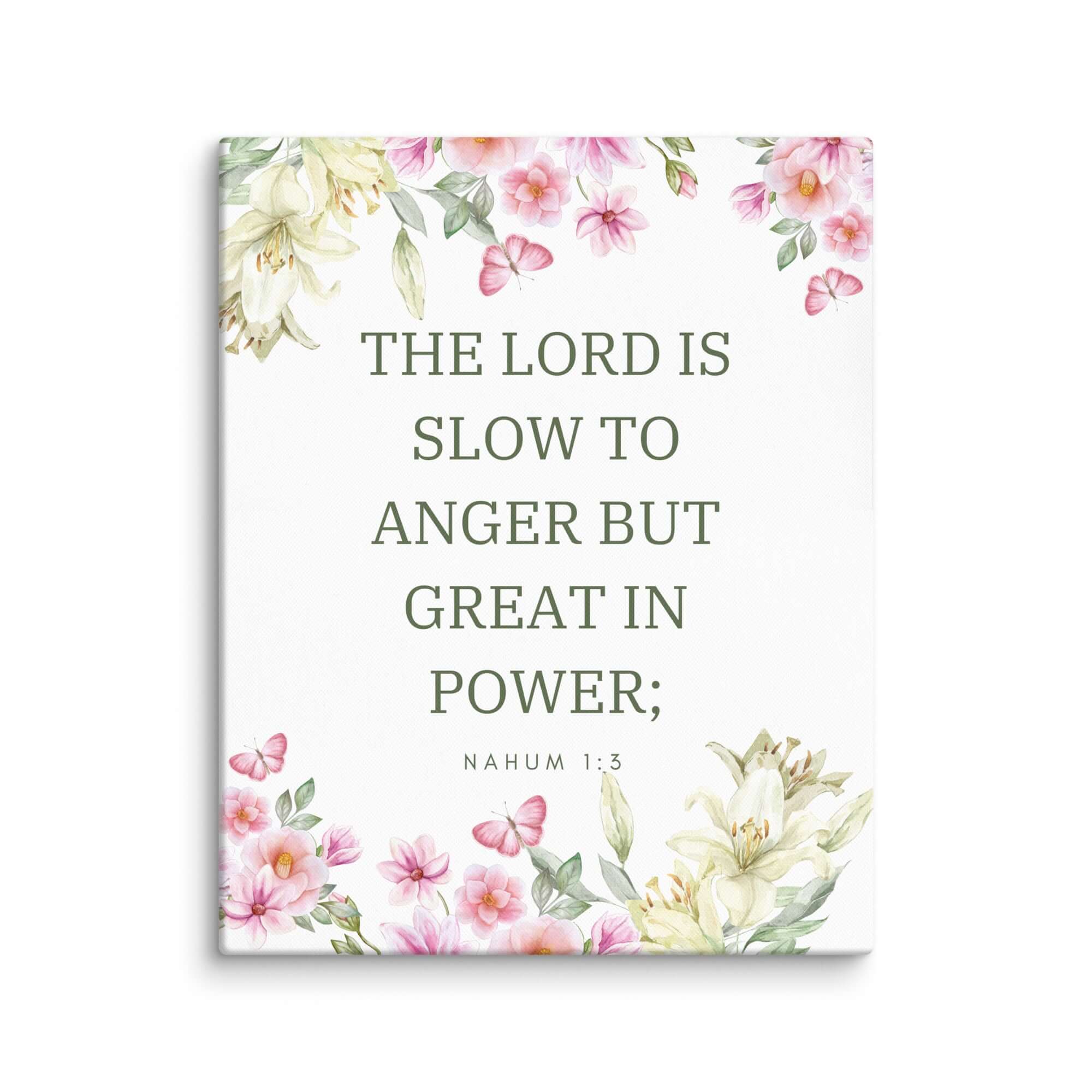Nahum 1:3 Bible Verse, slow to anger Canvas Print Wall Art 24″×30″