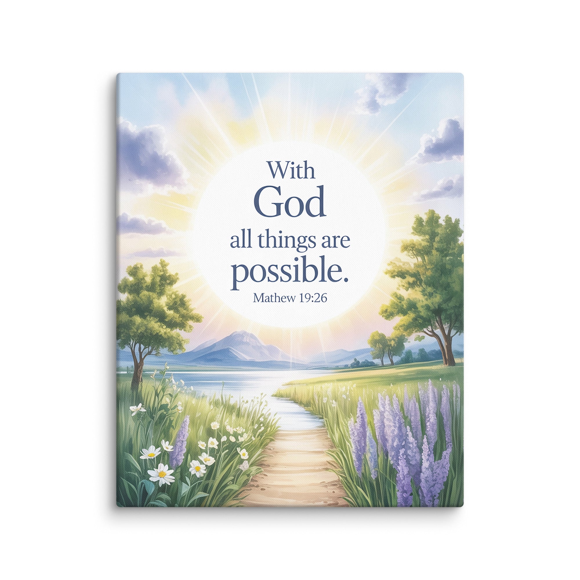 Matthew 19:26 Bible Verse Looking at Canvas 24″×30″