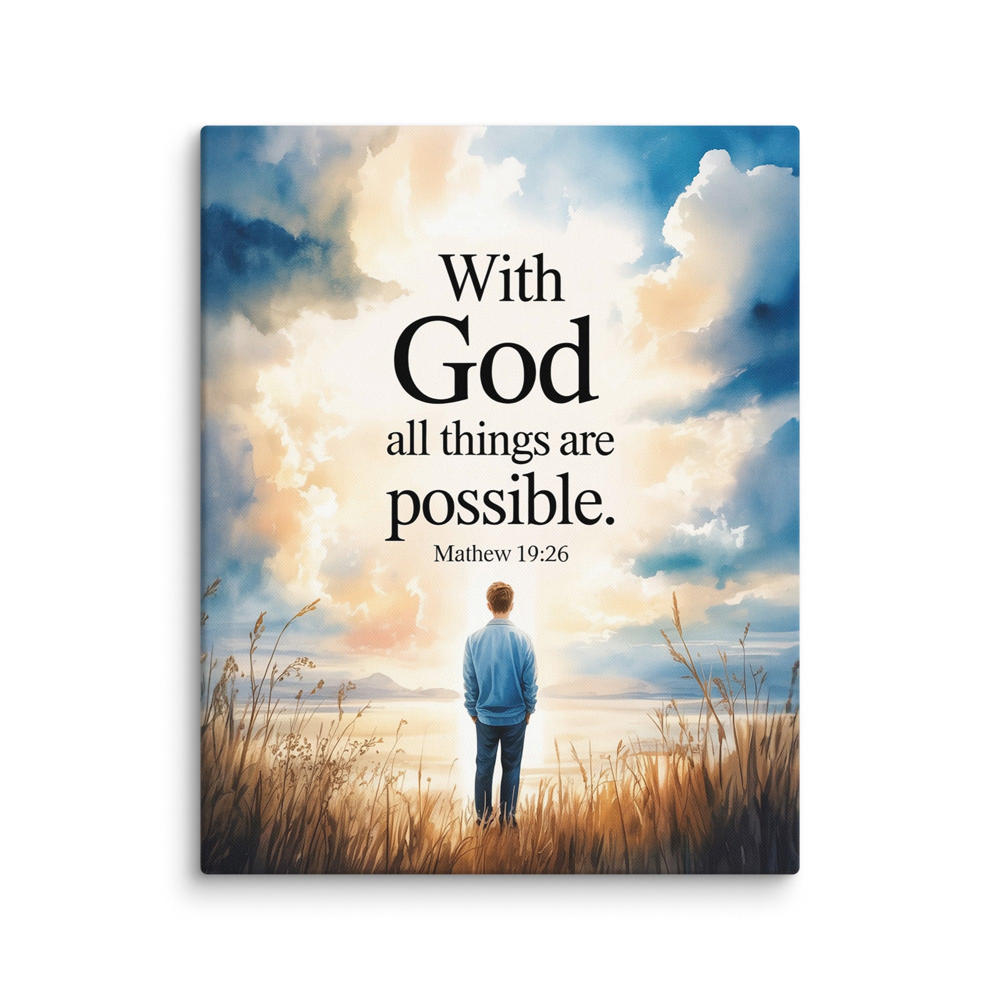 Matthew 19:26 Bible Verse Jesus Canvas 24″×30″