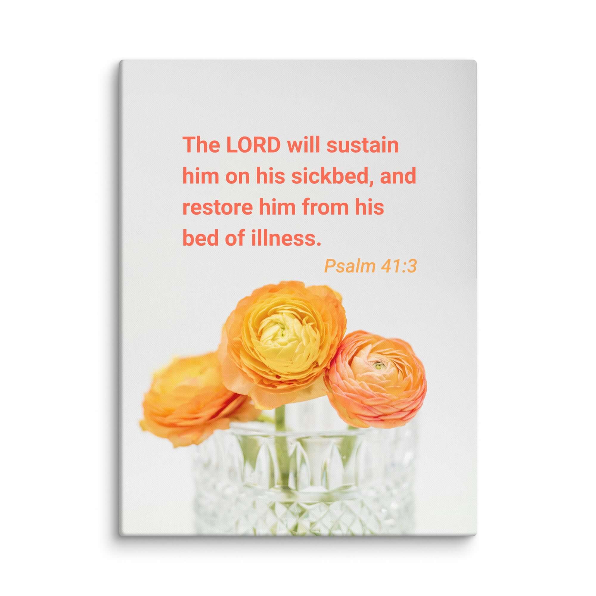 Psalm 41:3 Bible Verse, LORD will sustain Canvas Print Wall Art 24″×32″