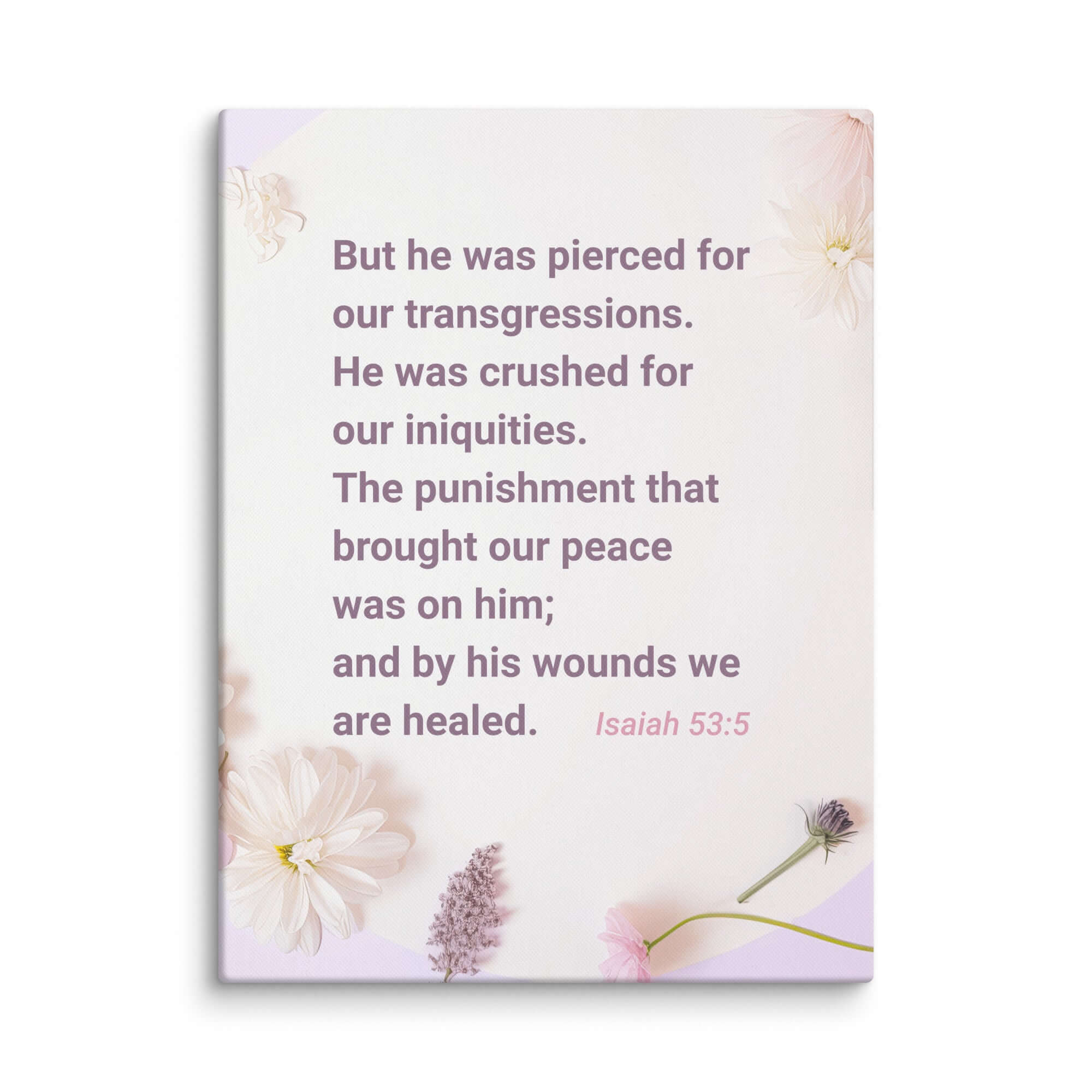 Isaiah 53:5 Bible Verse, by his wounds Canvas Print Wall Art 24″×32″