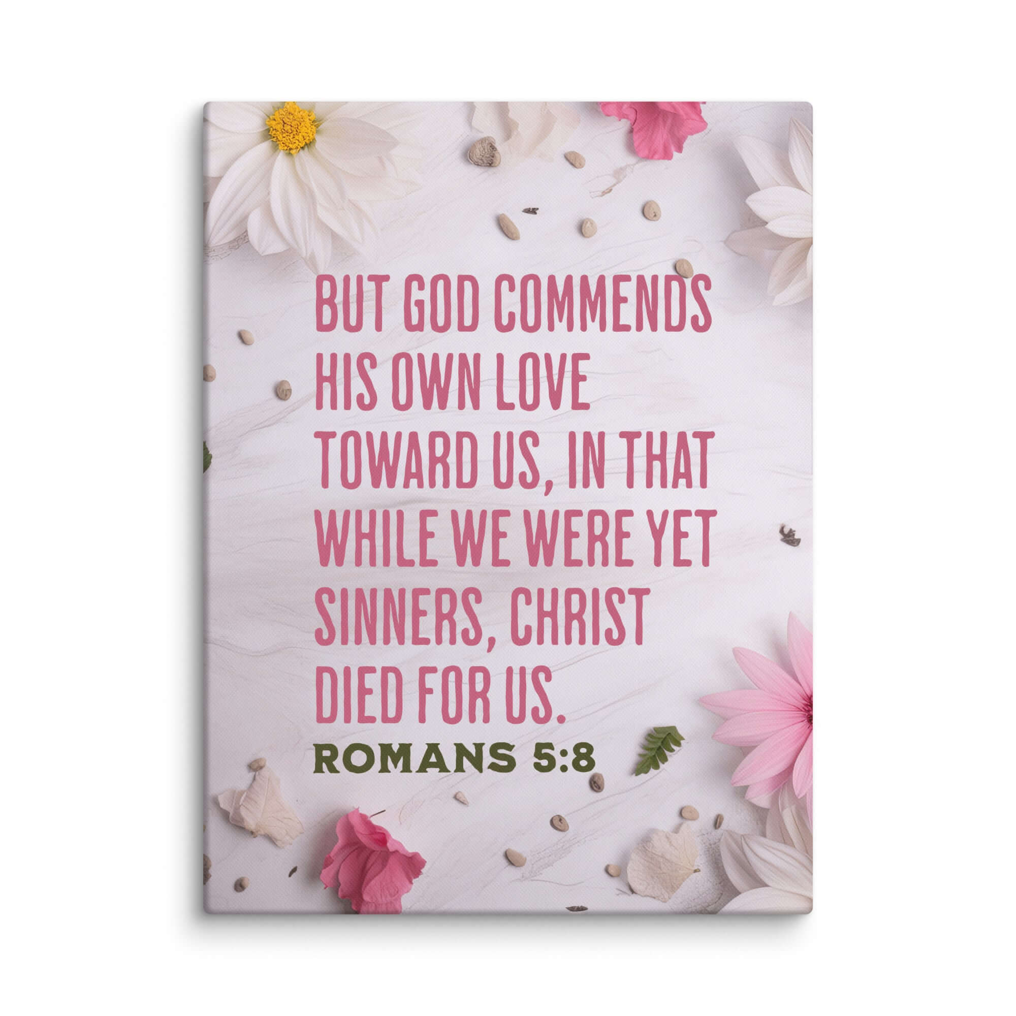 Romans 5:8 Bible Verse, Christ Died for Us Canvas Print Wall Art 24″×32″