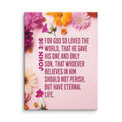 John 3:16 Bible Verse, For God So Loved Canvas Print Wall Art 24″×32″