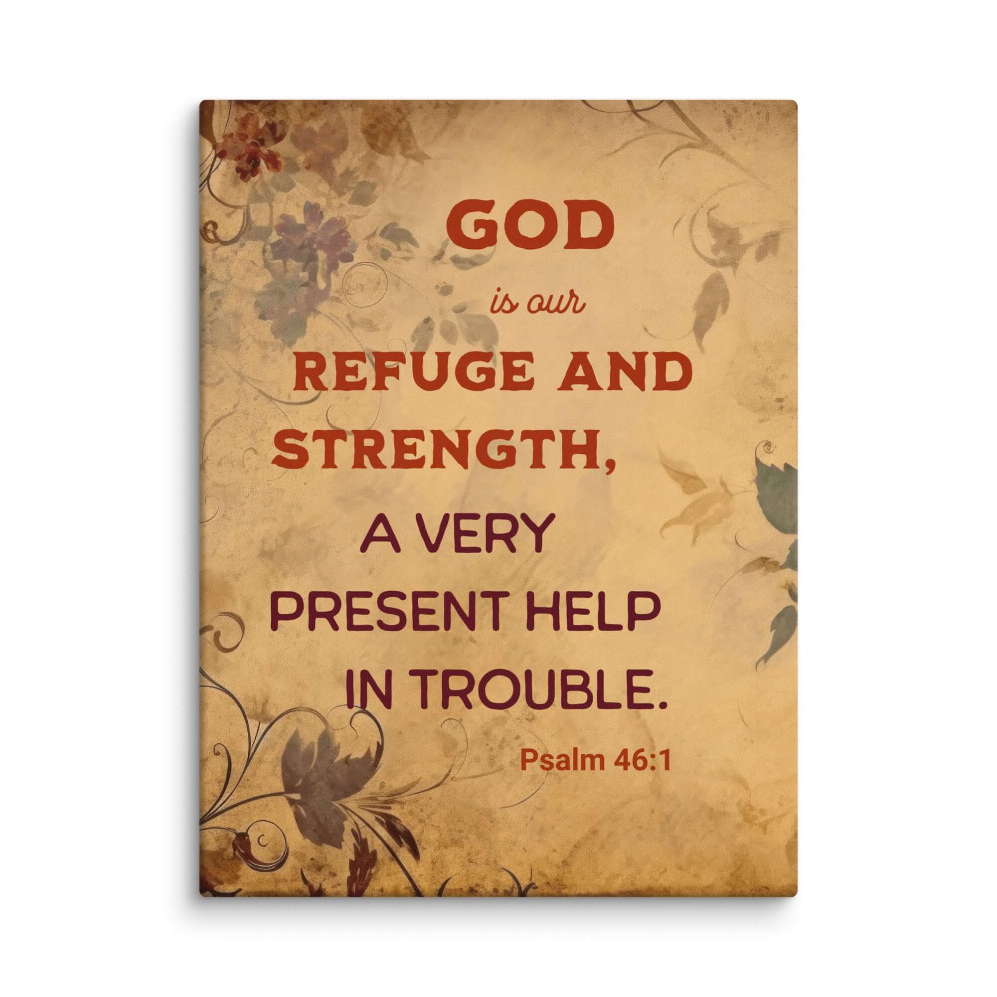 Psalm 46:1 Bible Verse, God is Our Refuge Canvas Print Wall Art 24″×32″