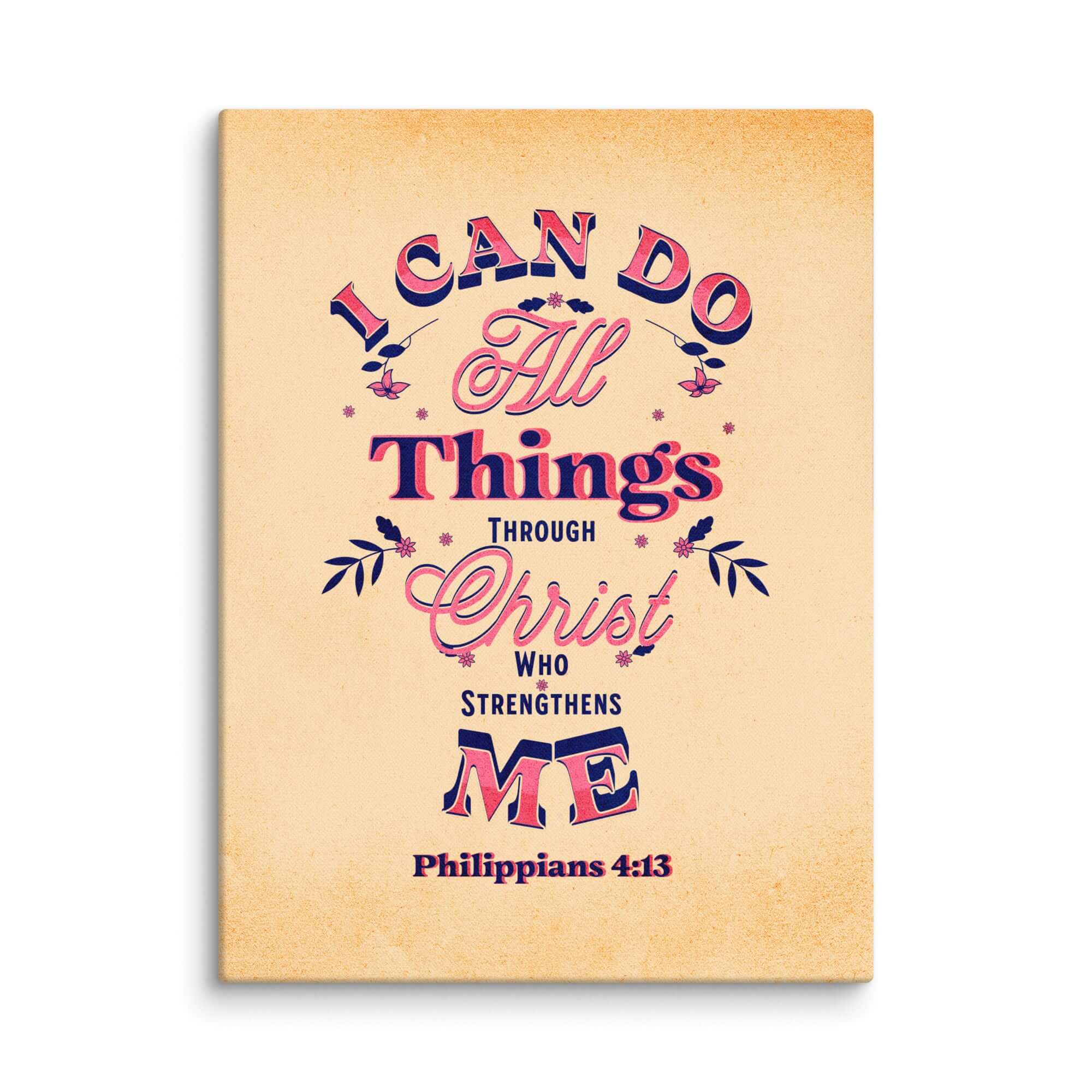 Philippians 4:13 Bible Verse, Christ Strengthens Me Canvas Print Wall Art 24″×32″