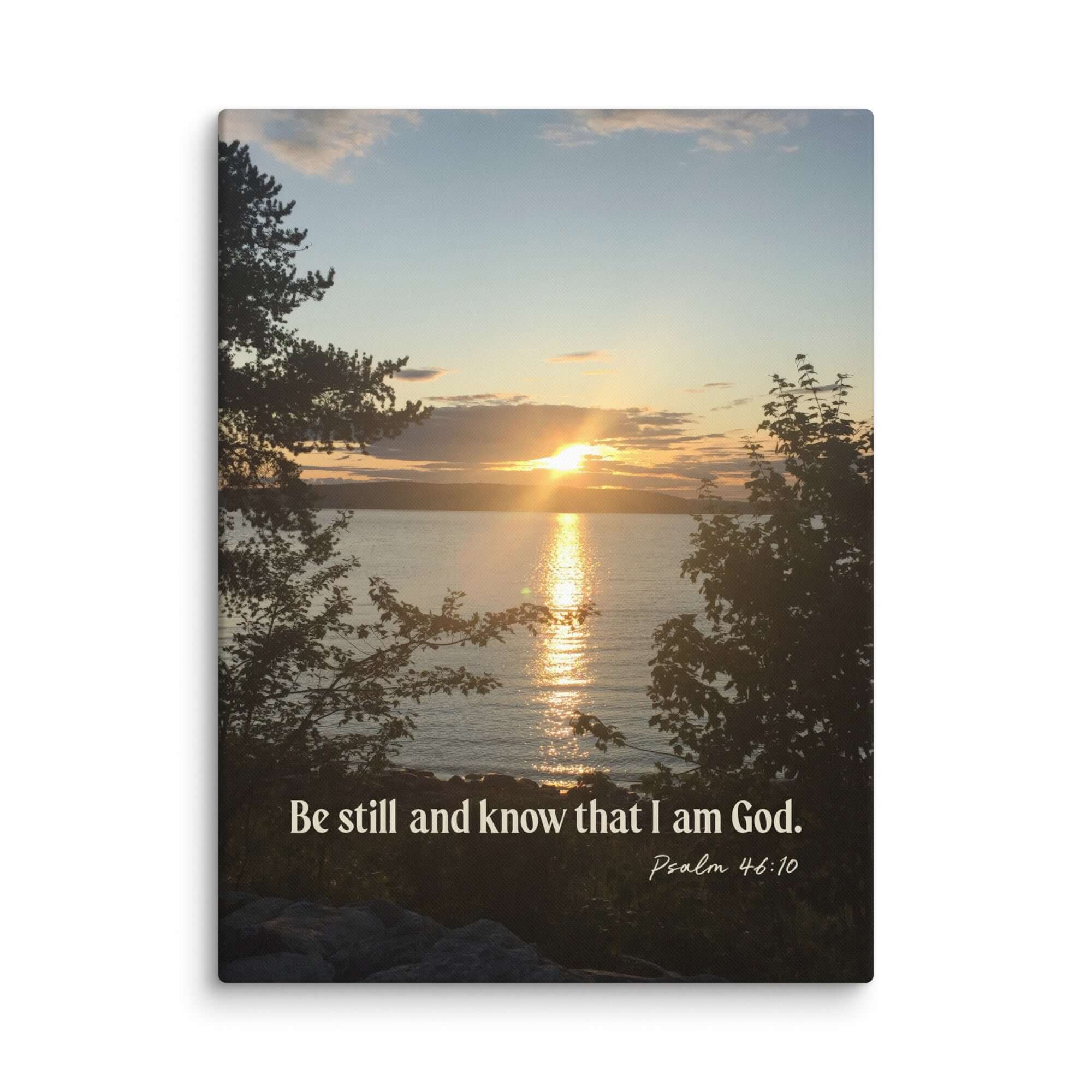 Psalm 46:10 Bible Verse, Sunset Glory Canvas Print Wall Art 24″×32″
