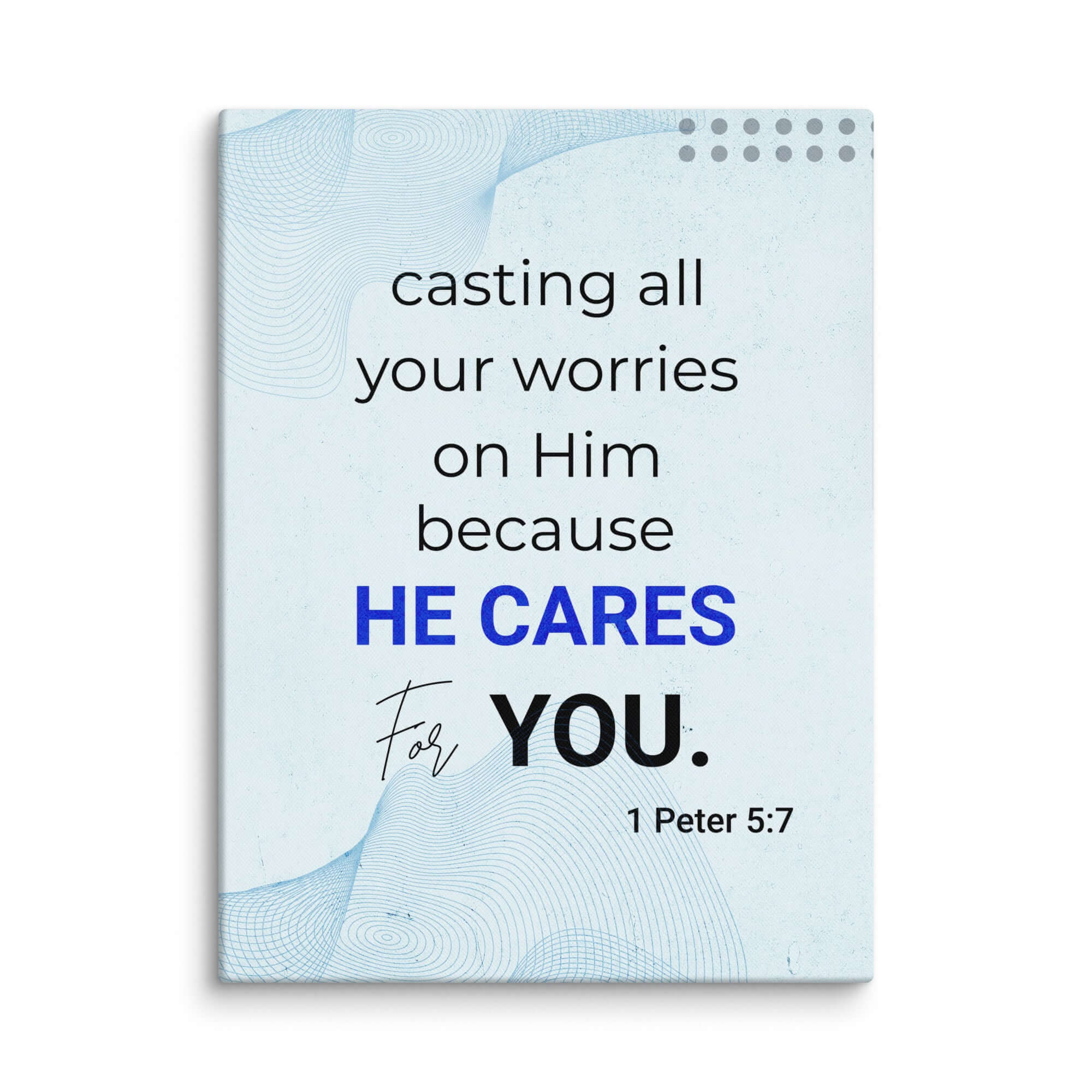 1 Peter 5:7 Bible Verse, casting all your worries on Him Canvas Print Wall Art 24″×32″