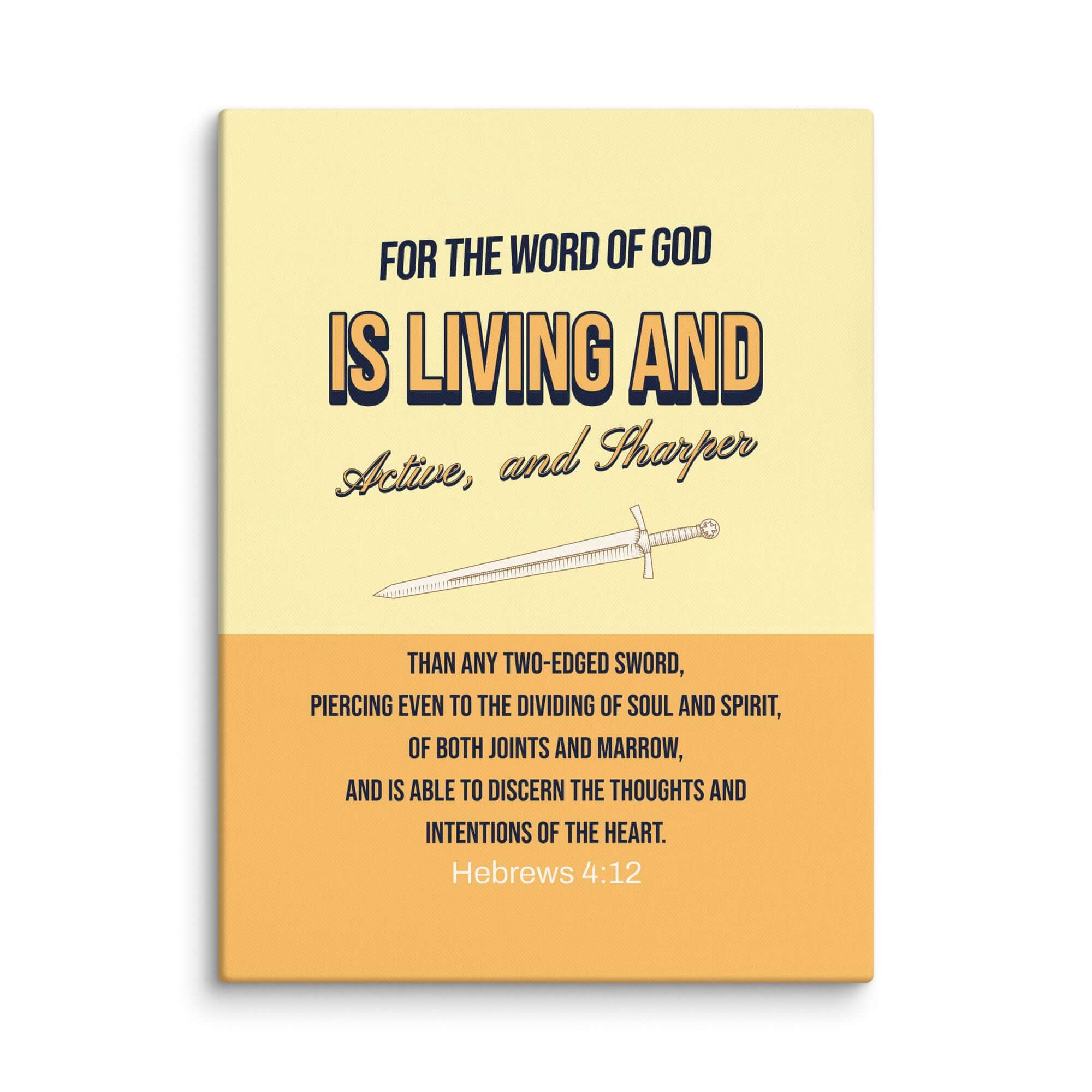 Hebrews 4:12 Bible Verse, living and active Canvas Print Wall Art 24″×32″