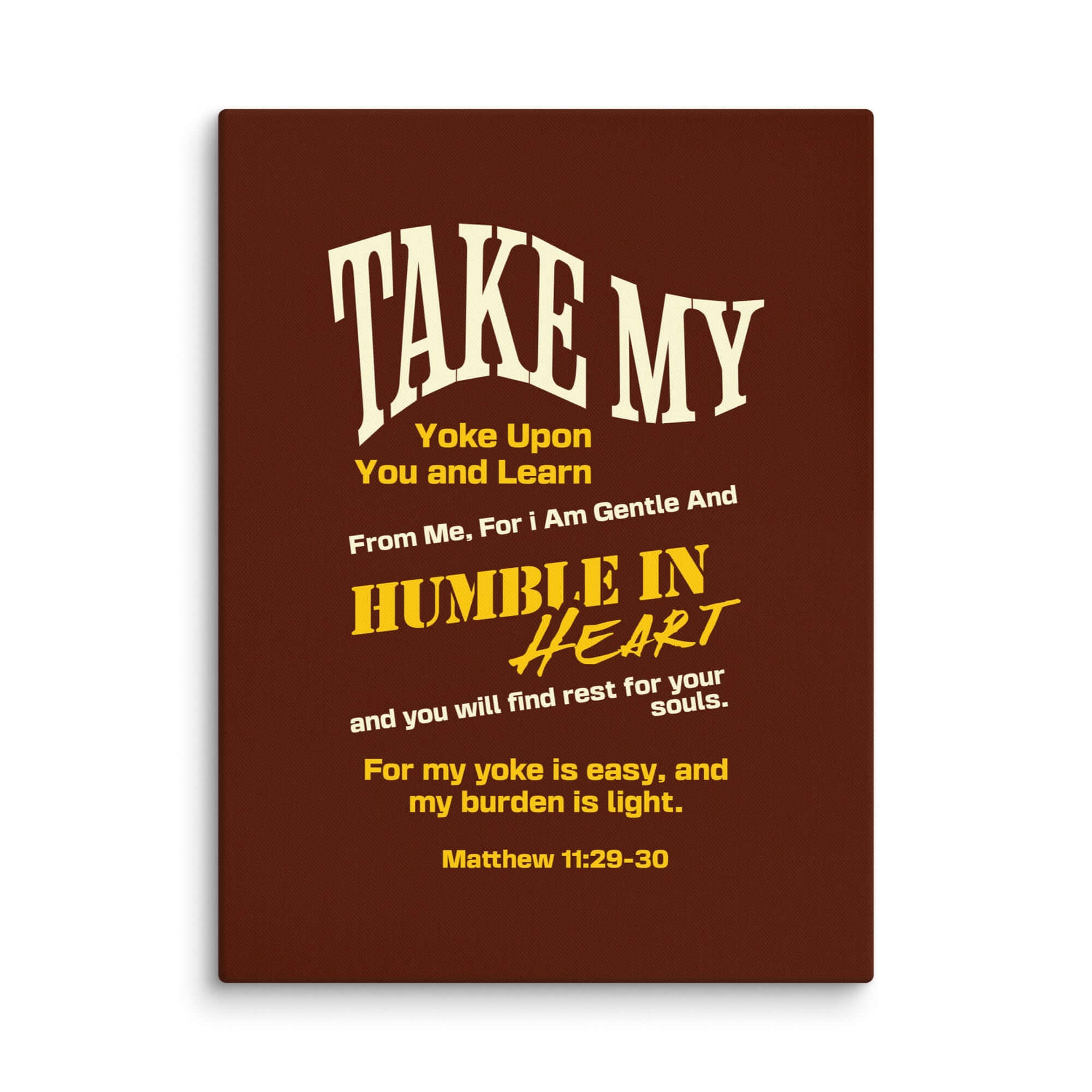 Matthew 11:29-30 Bible Verse, learn from me Canvas Print Wall Art 24″×32″