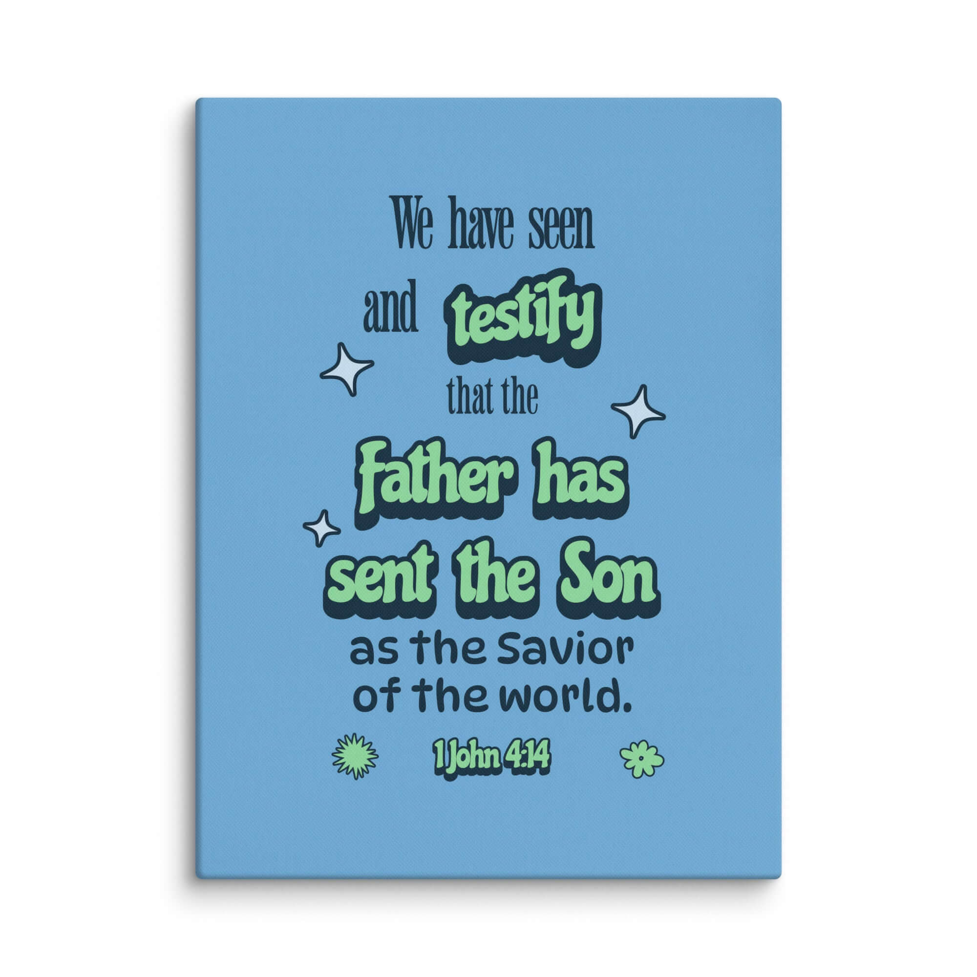 1 John 4:14 Bible Verse, sent the Son Canvas Print Wall Art 24″×32″