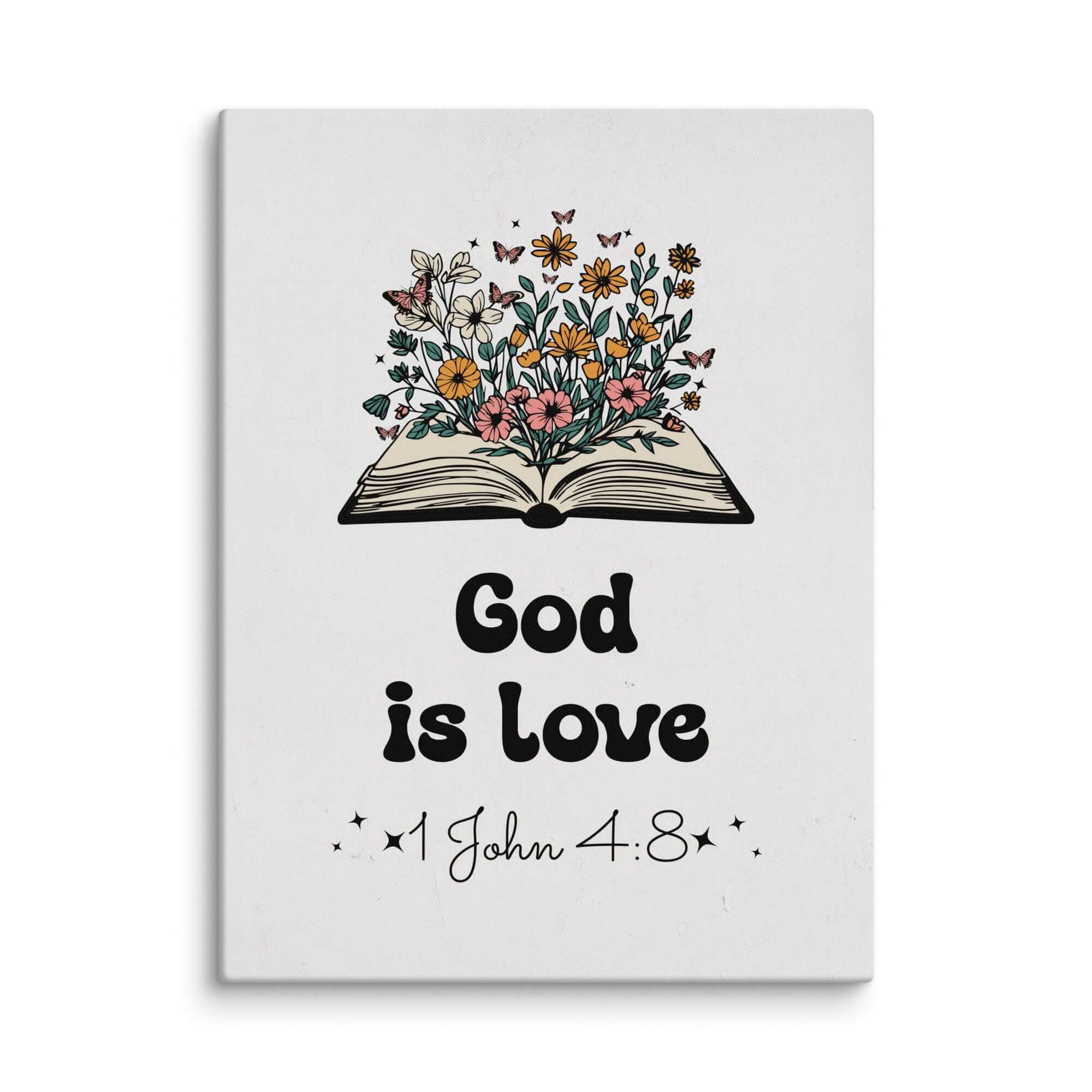 1 John 4:8 Bible Verse, God is Love Canvas Print Wall Art 24″×32″
