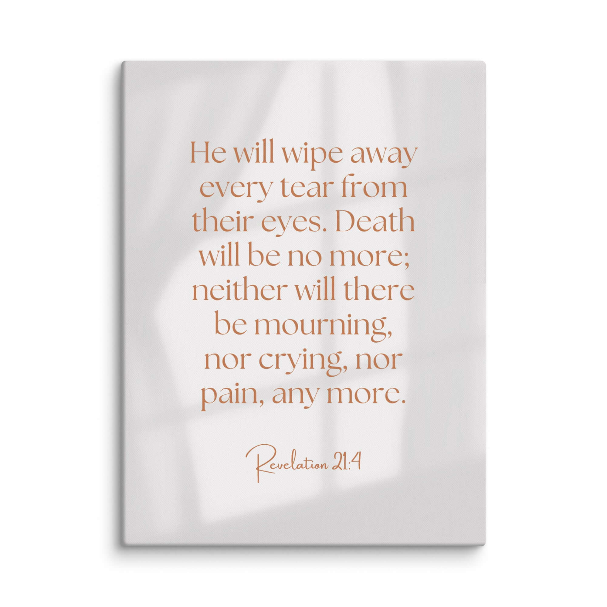 Revelation 21:4 Bible Verse, He will wipe Canvas Print Wall Art 24″×32″
