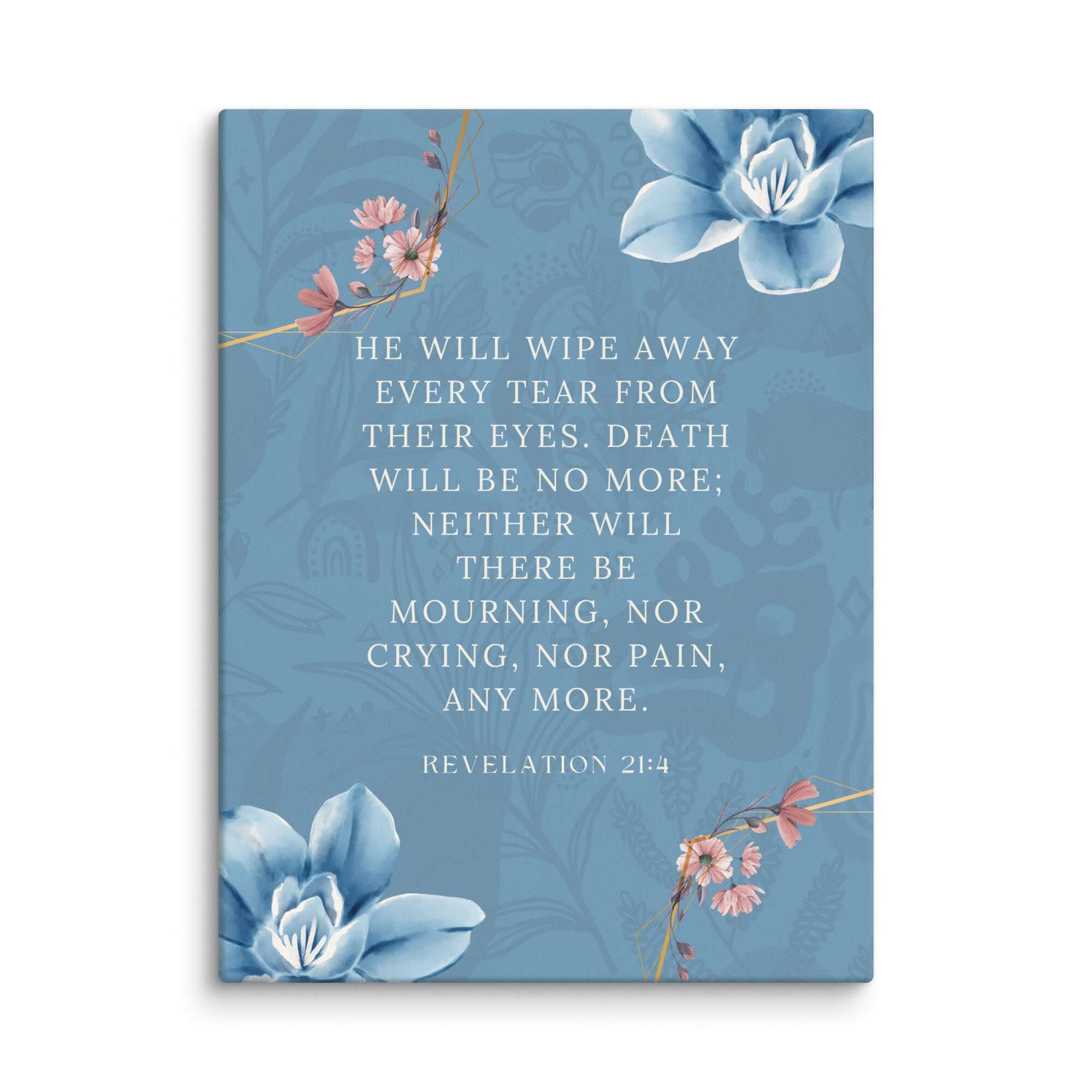 Revelation 21:4 Bible Verse, every tear Canvas Print Wall Art 24″×32″