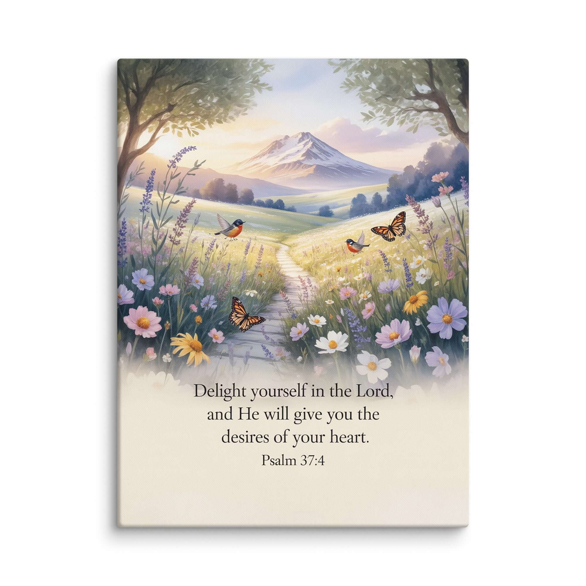 Psalm 37:4 Bible Verse, Delight Canvas 24″×32″