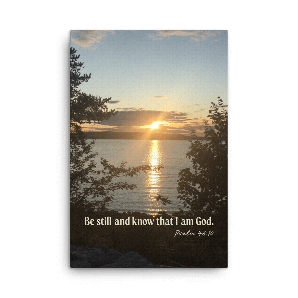 Psalm 46:10 Bible Verse, Sunset Glory Canvas Print Wall Art 24″×36″