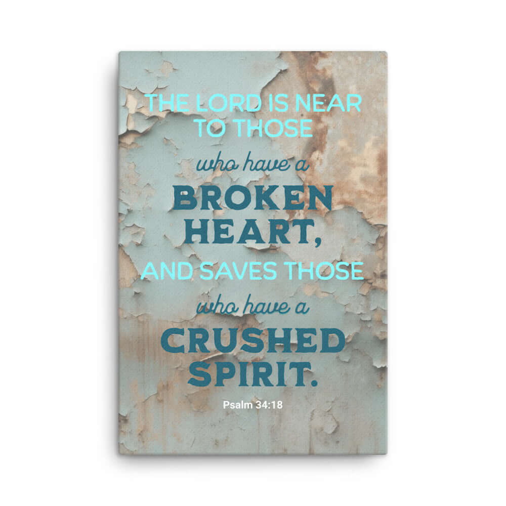 Psalm 34:18 Bible Verse, The LORD is Near Canvas Print Wall Art 24″×36″