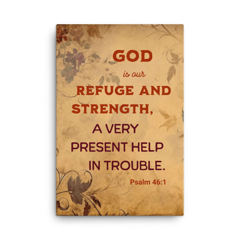 Psalm 46:1 Bible Verse, God is Our Refuge Canvas Print Wall Art 24″×36″