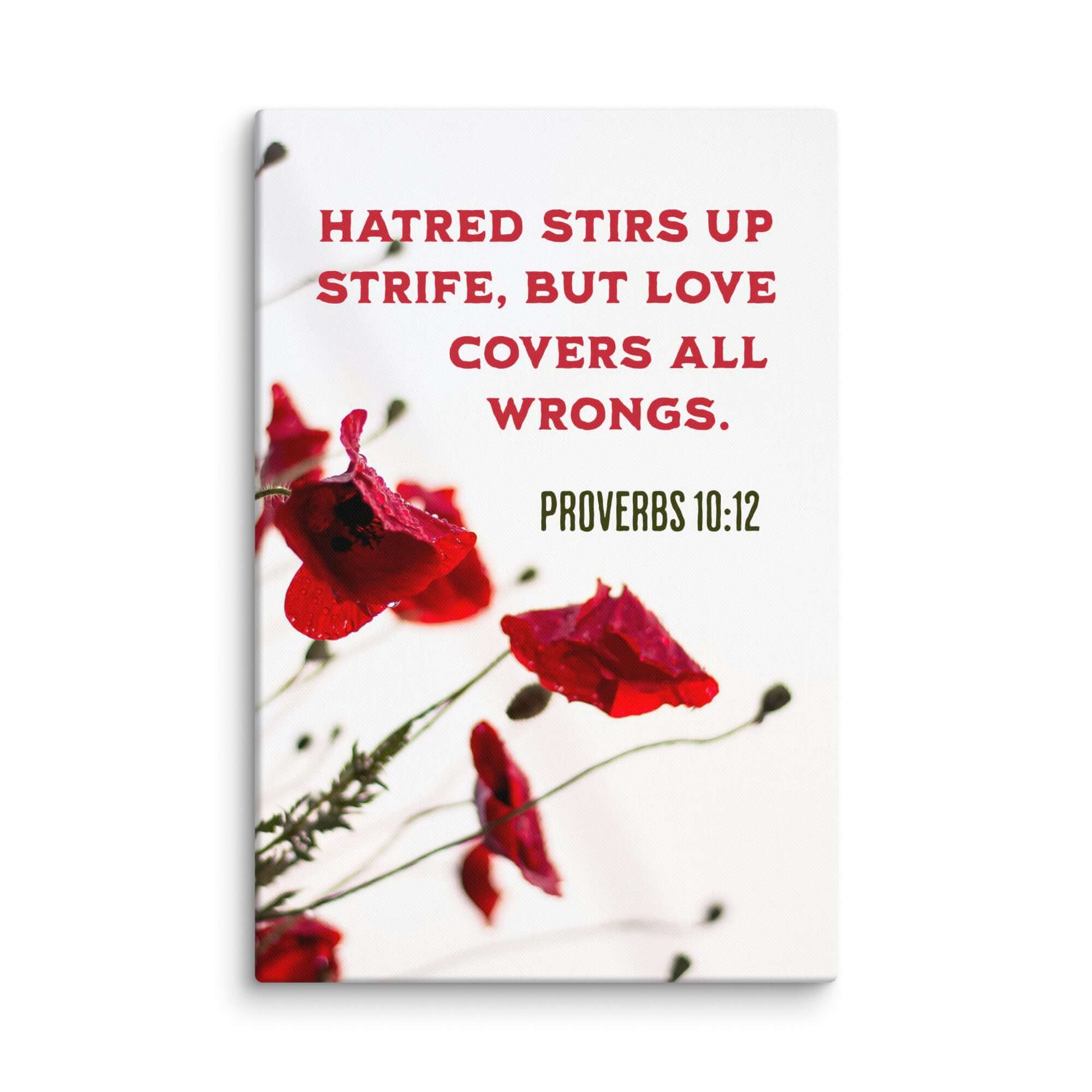 Proverbs 10:12 Bible Verse, Love Covers All Canvas Print Wall Art 24″×36″