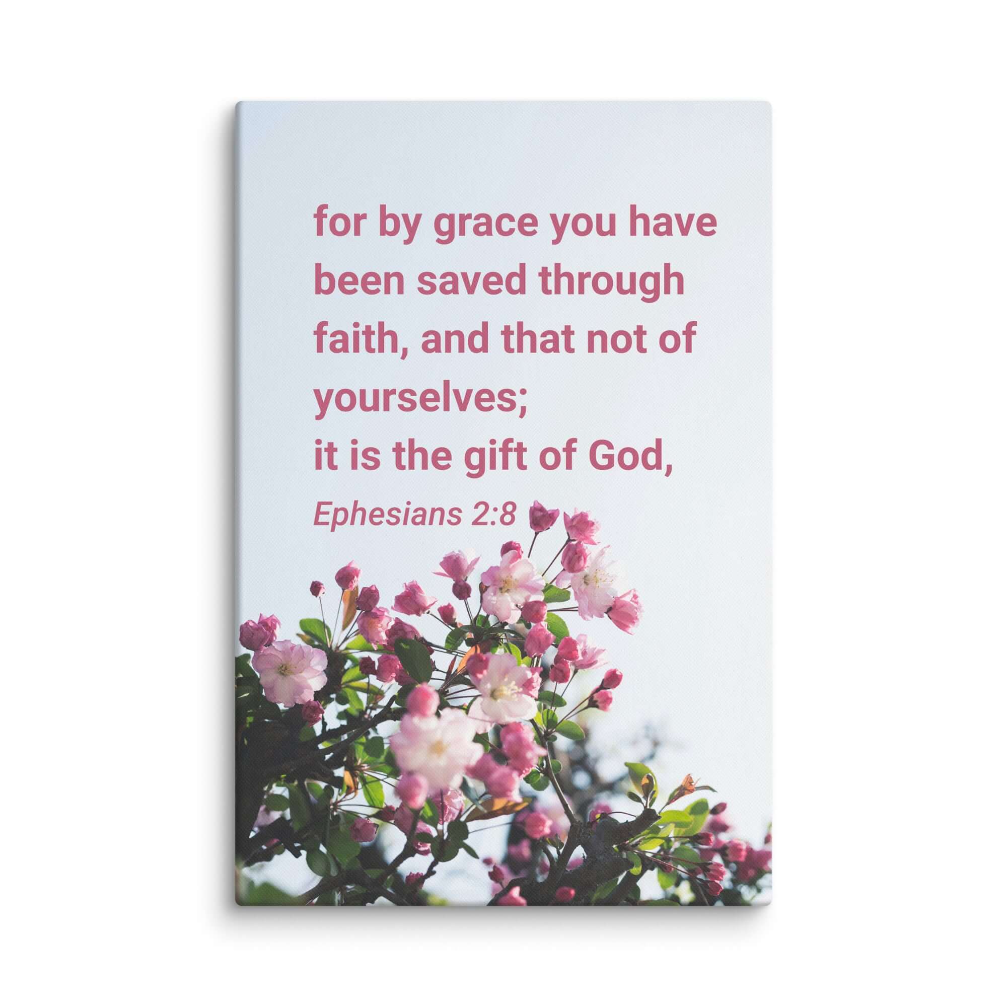 Ephesians 2:8 Bible Verse, saved through faith Canvas Print Wall Art 24″×36″