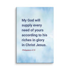 Philippians 4:19 Bible Verse, God will supply Canvas Print Wall Art 24″×36″