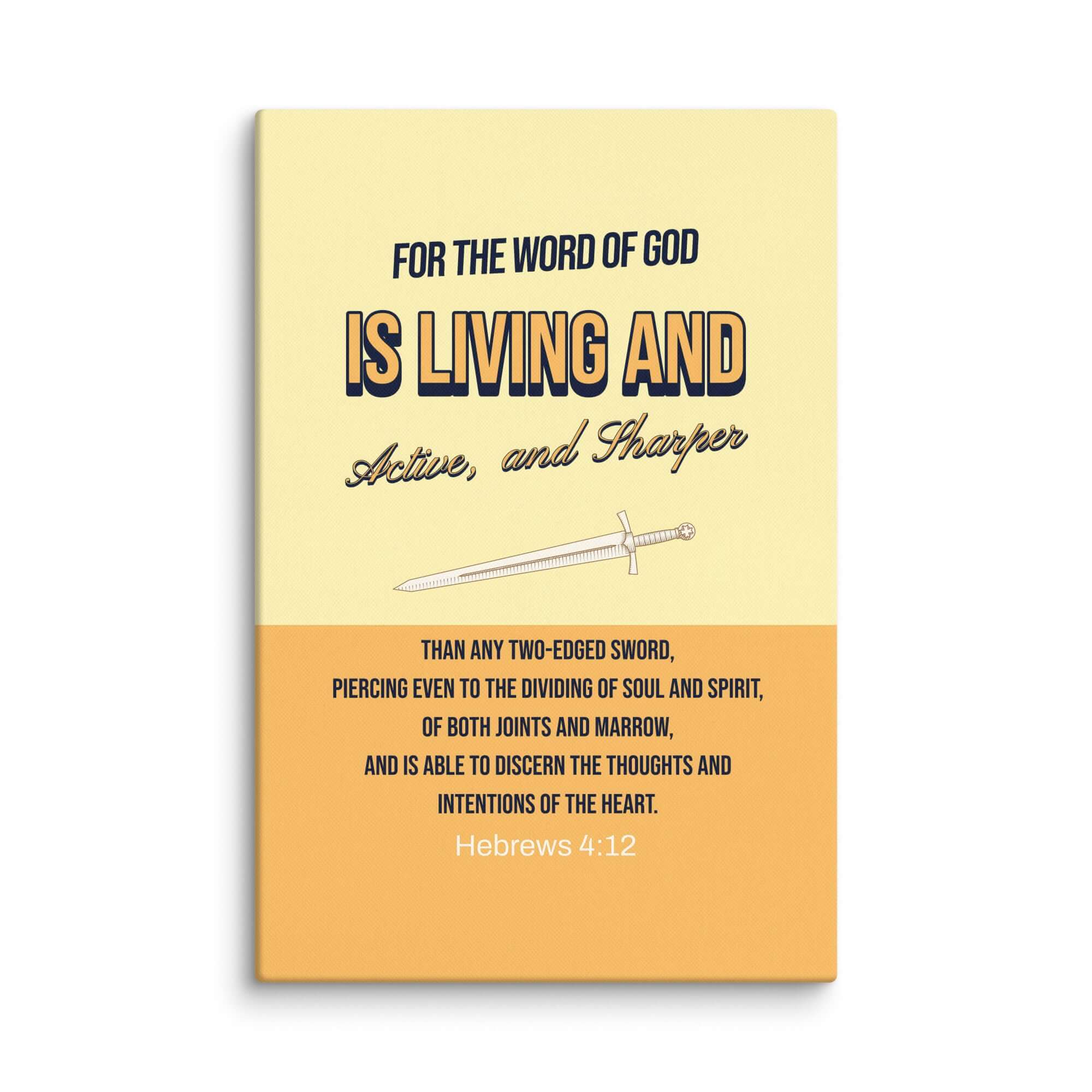 Hebrews 4:12 Bible Verse, living and active Canvas Print Wall Art 24″×36″