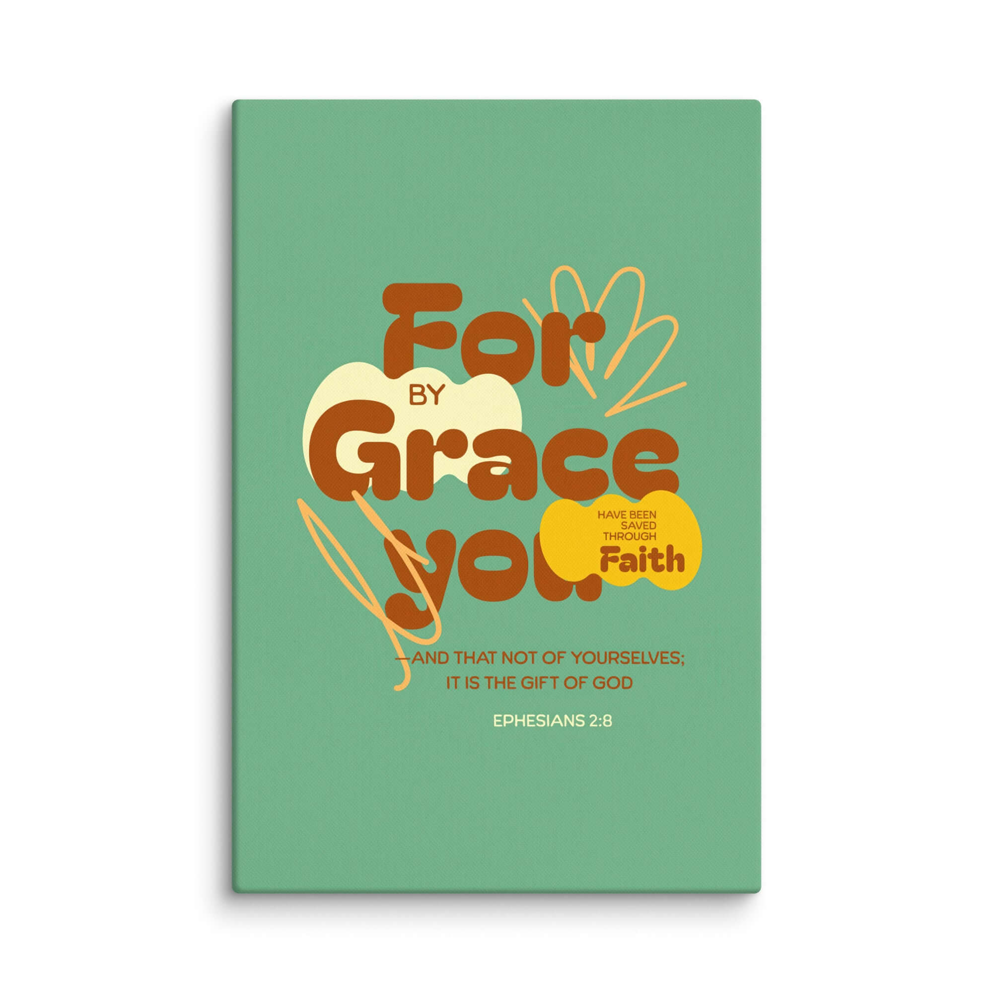 Ephesians 2:8 Bible Verse, for by grace Canvas Print Wall Art 24″×36″