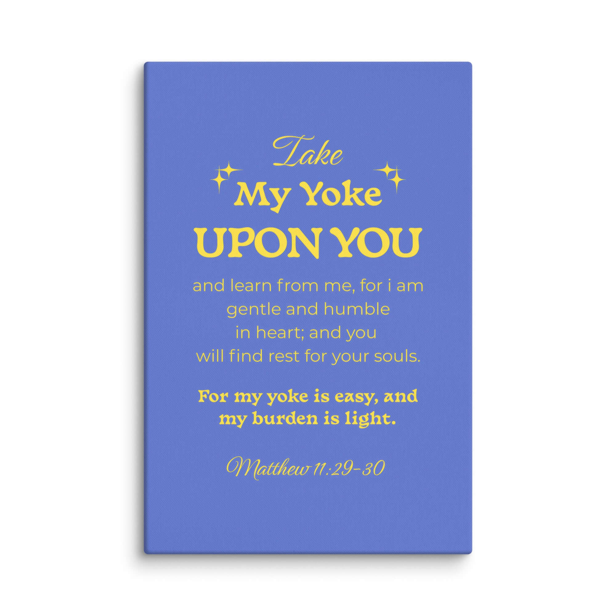 Matthew 11:29-30 Bible Verse, Take my yoke Canvas Print Wall Art 24″×36″