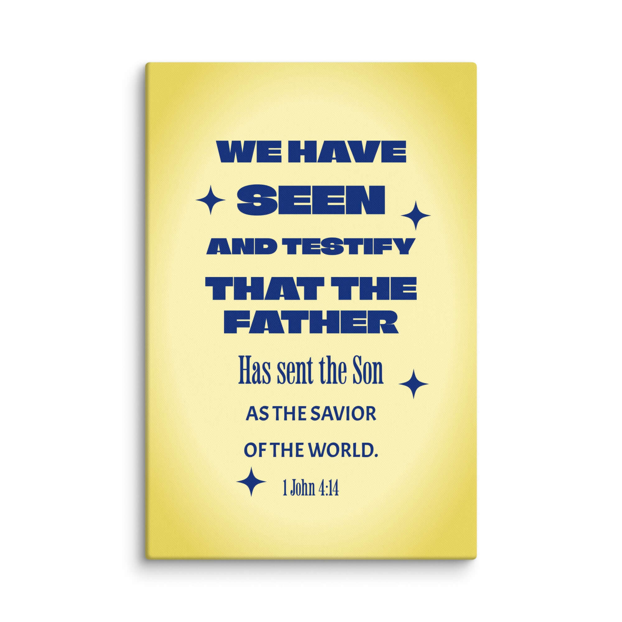 1 John 4:14 Bible Verse, Savior of the world Canvas Print Wall Art 24″×36″