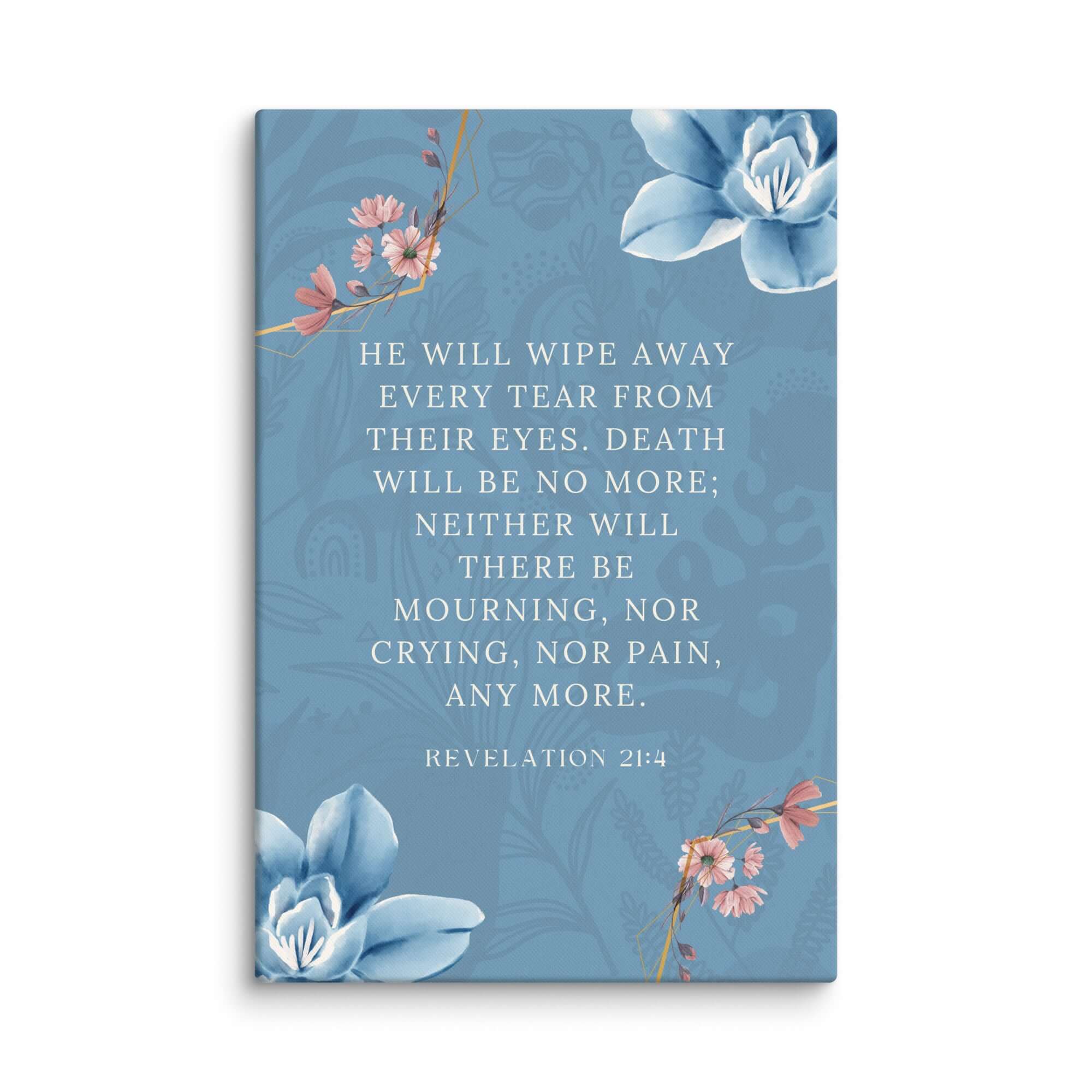 Revelation 21:4 Bible Verse, every tear Canvas Print Wall Art 24″×36″