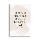 Romans 3:23 Bible Verse, fall short Canvas Print Wall Art 24″×36″