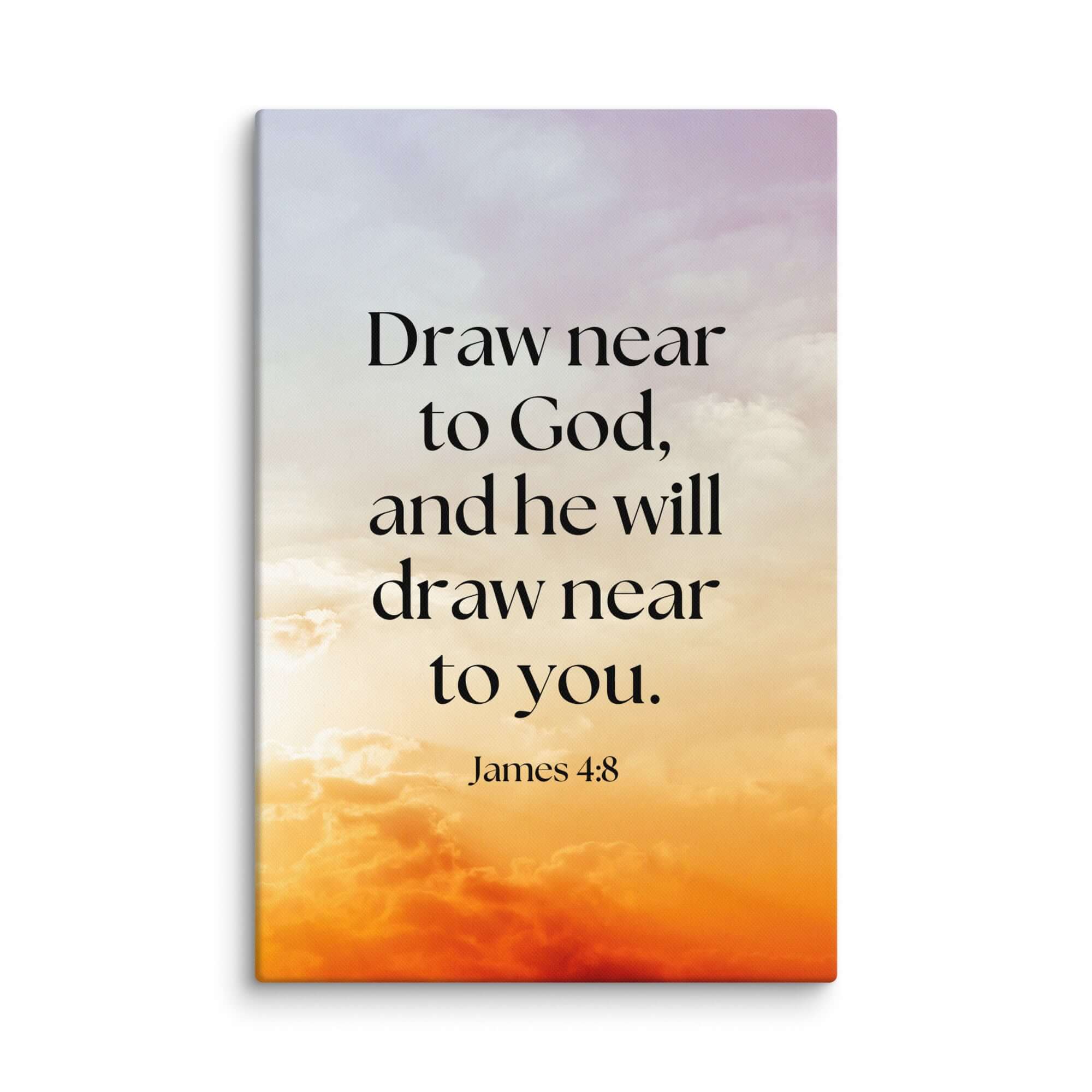 James 4:8 Bible Verse, he will draw Canvas Print Wall Art 24″×36″