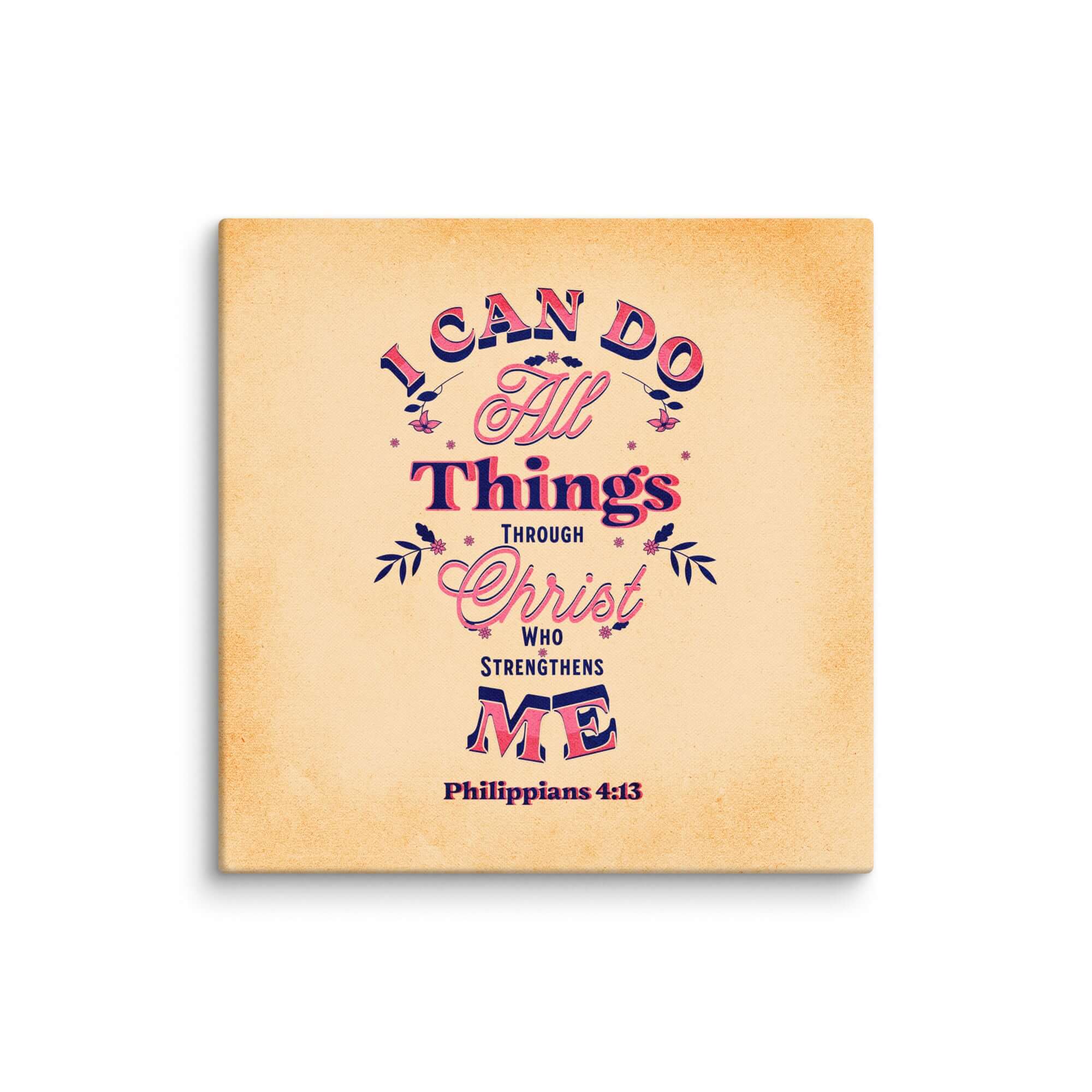 Philippians 4:13 Bible Verse, Christ Strengthens Me Canvas Print Wall Art 26″×26″