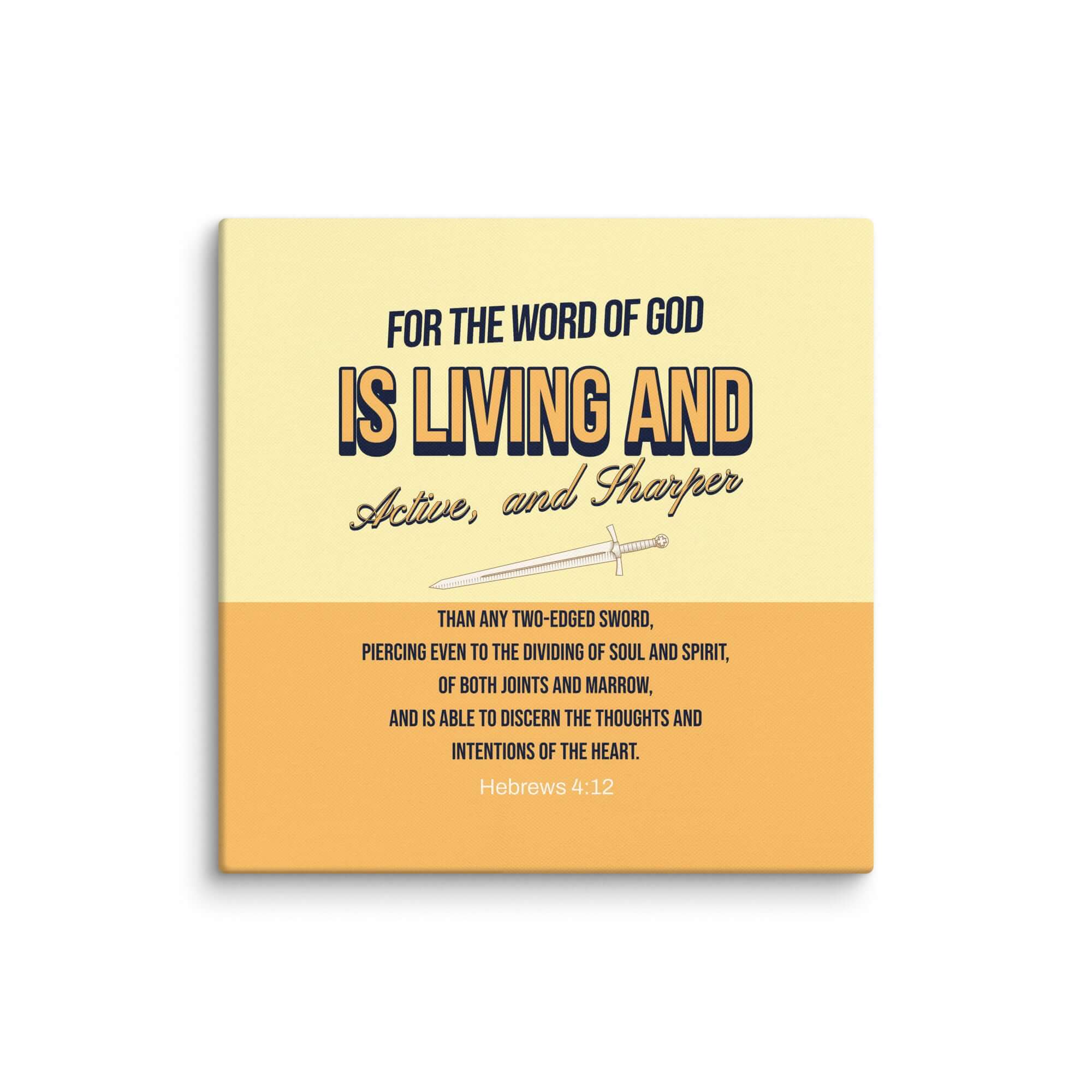 Hebrews 4:12 Bible Verse, living and active Canvas Print Wall Art 26″×26″