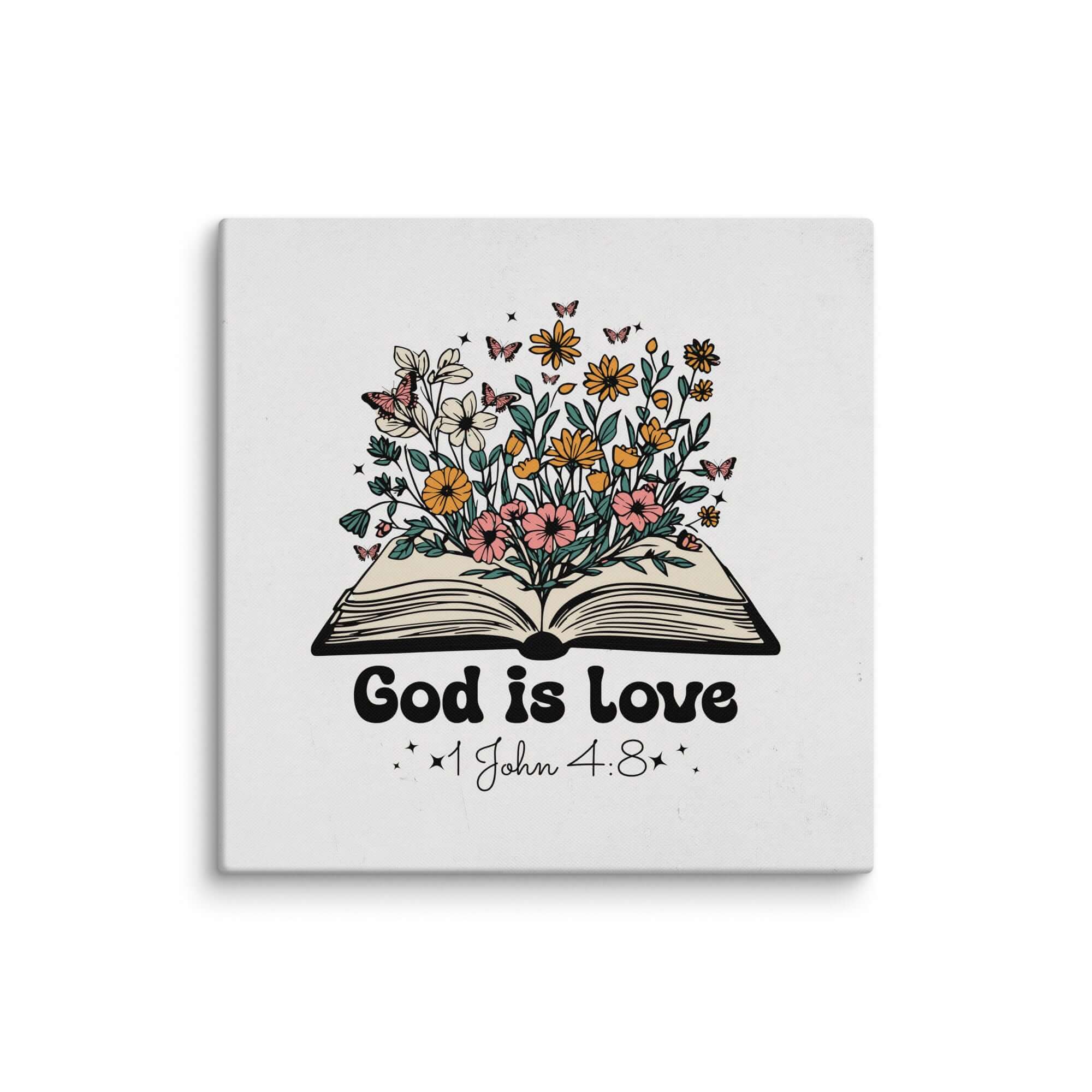 1 John 4:8 Bible Verse, God is Love Canvas Print Wall Art 26″×26″
