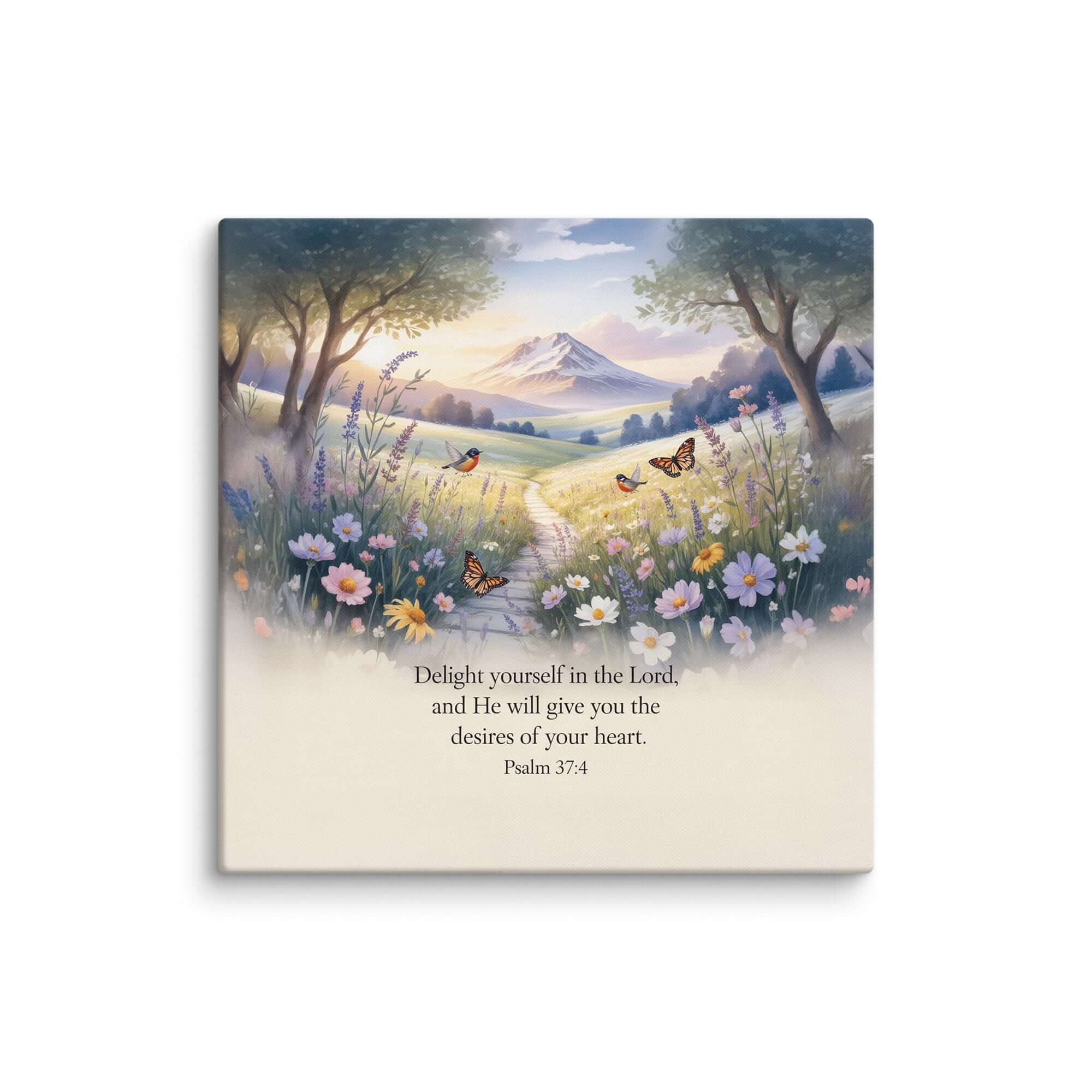 Psalm 37:4 Bible Verse, Delight Canvas 26″×26″