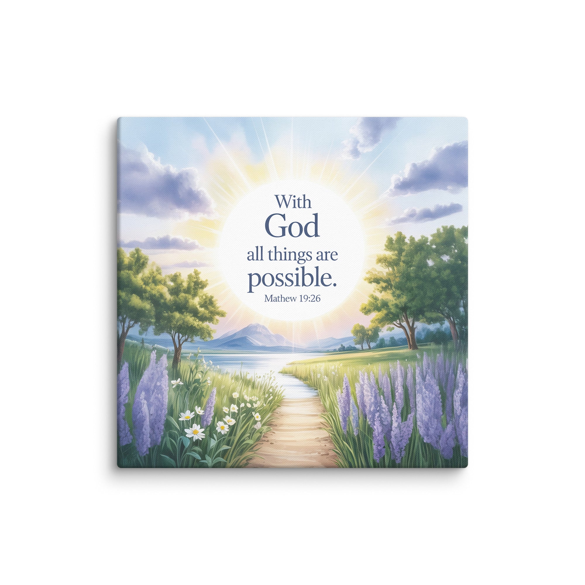 Matthew 19:26 Bible Verse Looking at Canvas 26″×26″