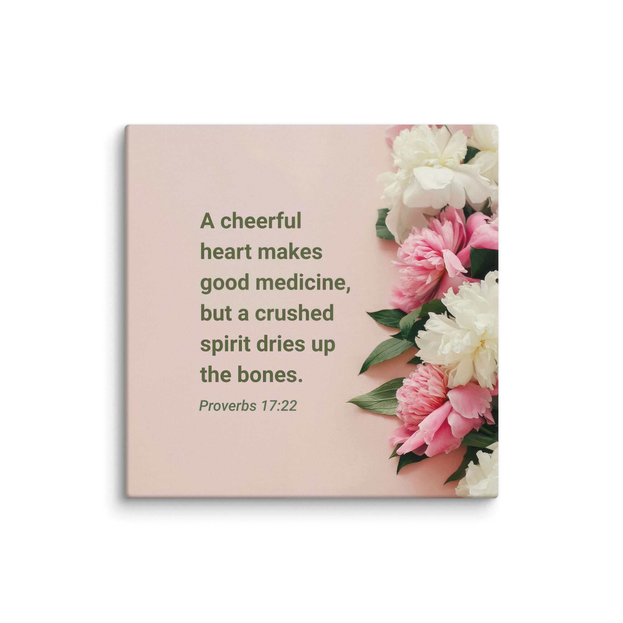 Proverbs 17:22 Bible Verse, good medicine Canvas Print Wall Art 28″×28″