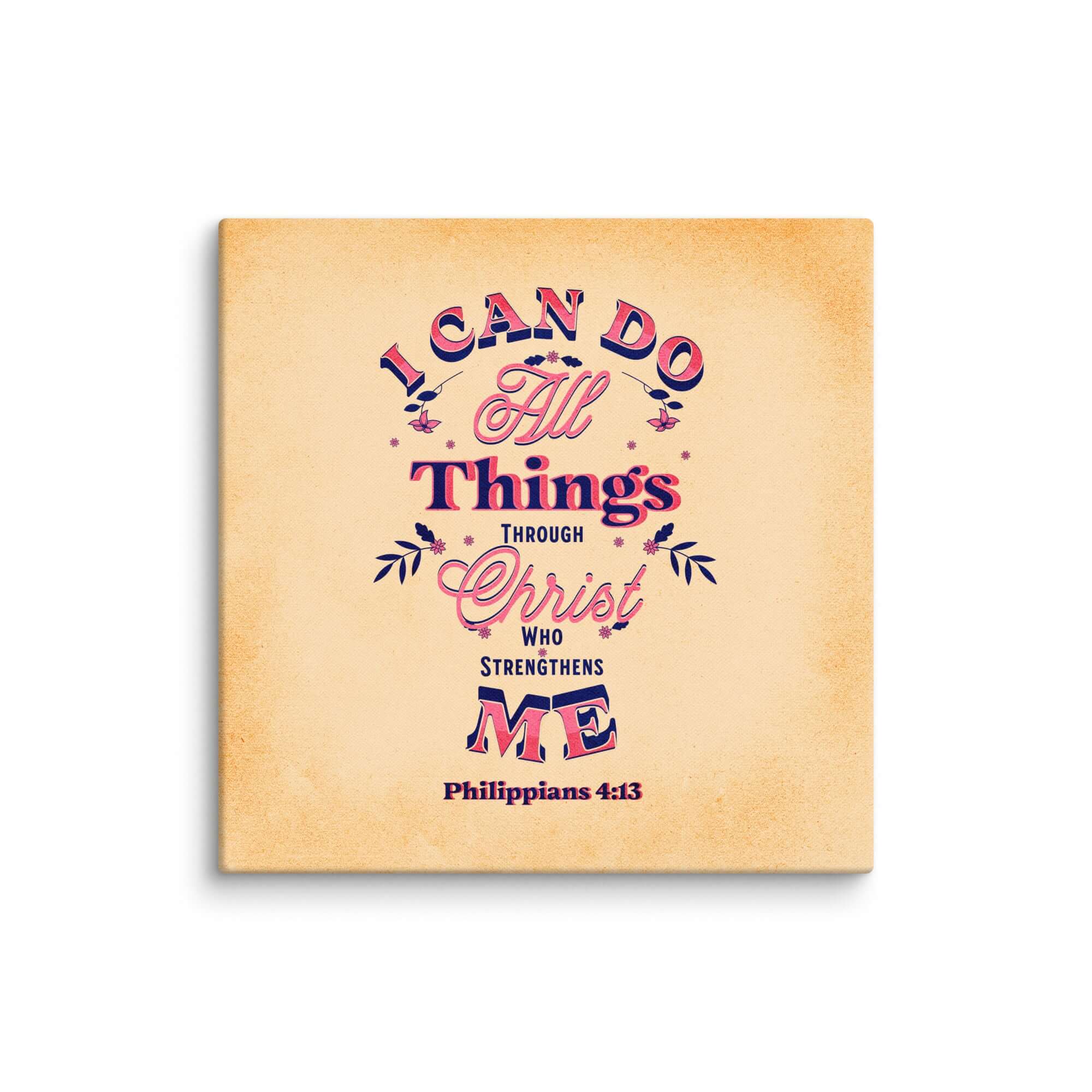 Philippians 4:13 Bible Verse, Christ Strengthens Me Canvas Print Wall Art 28″×28″