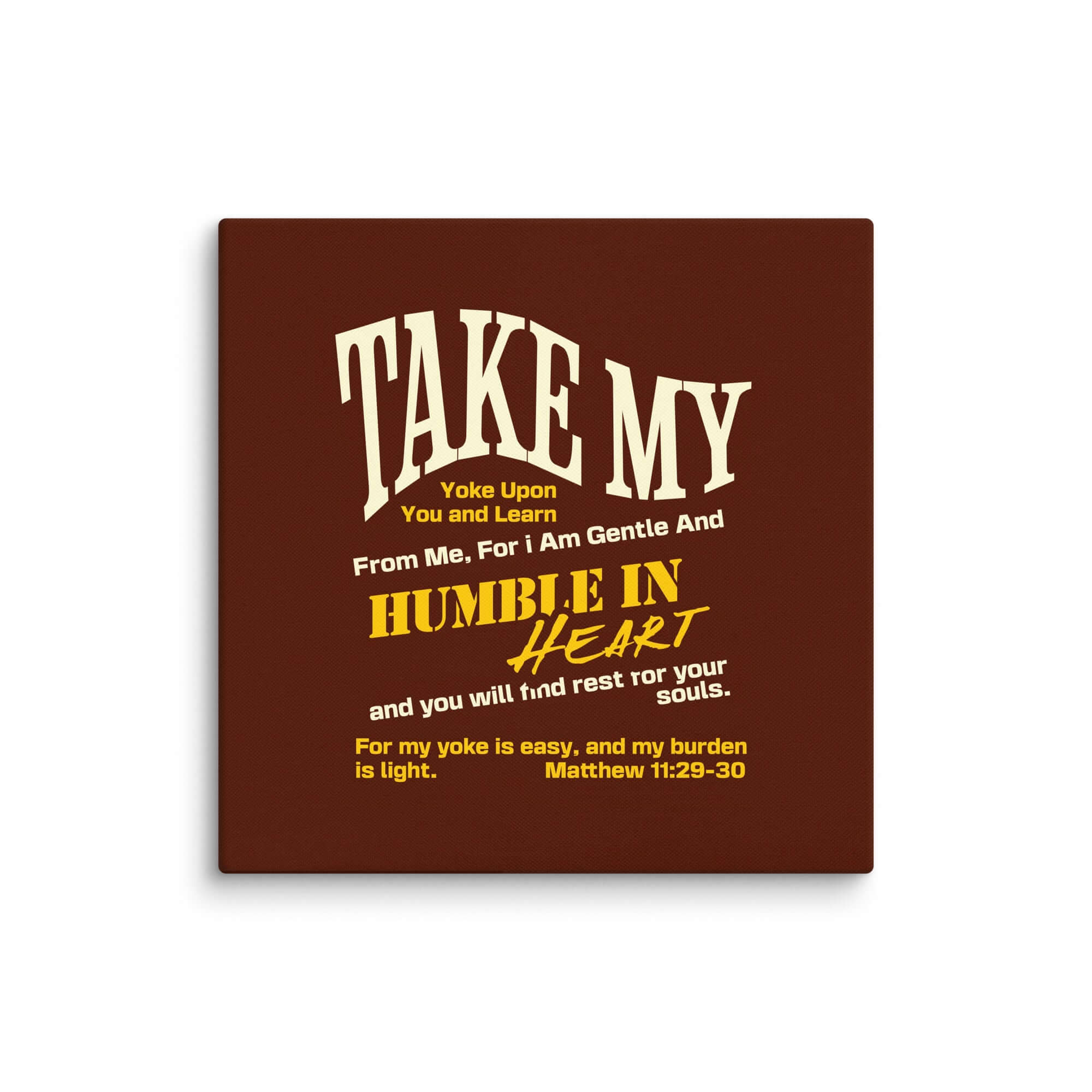 Matthew 11:29-30 Bible Verse, learn from me Canvas Print Wall Art 28″×28″