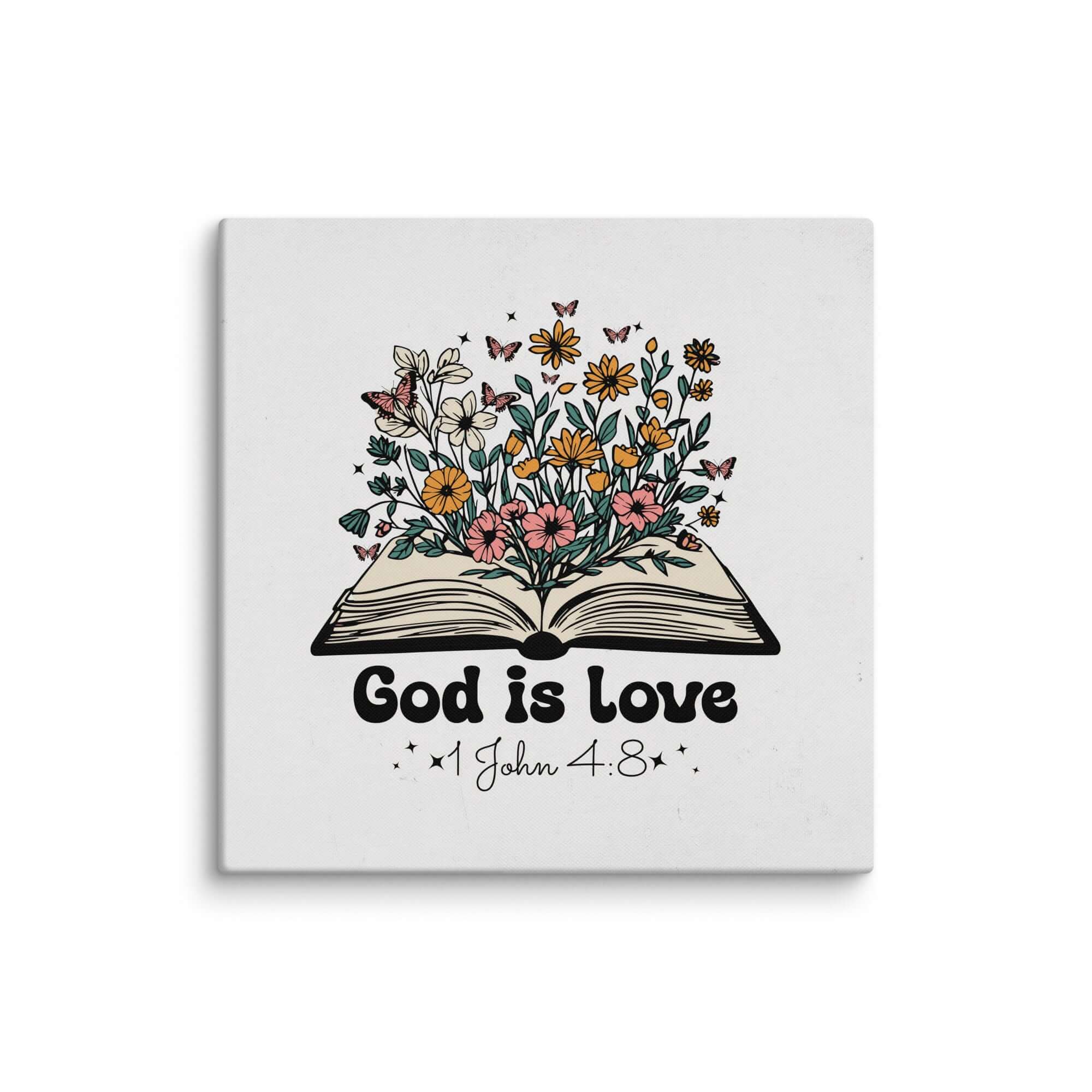 1 John 4:8 Bible Verse, God is Love Canvas Print Wall Art 28″×28″