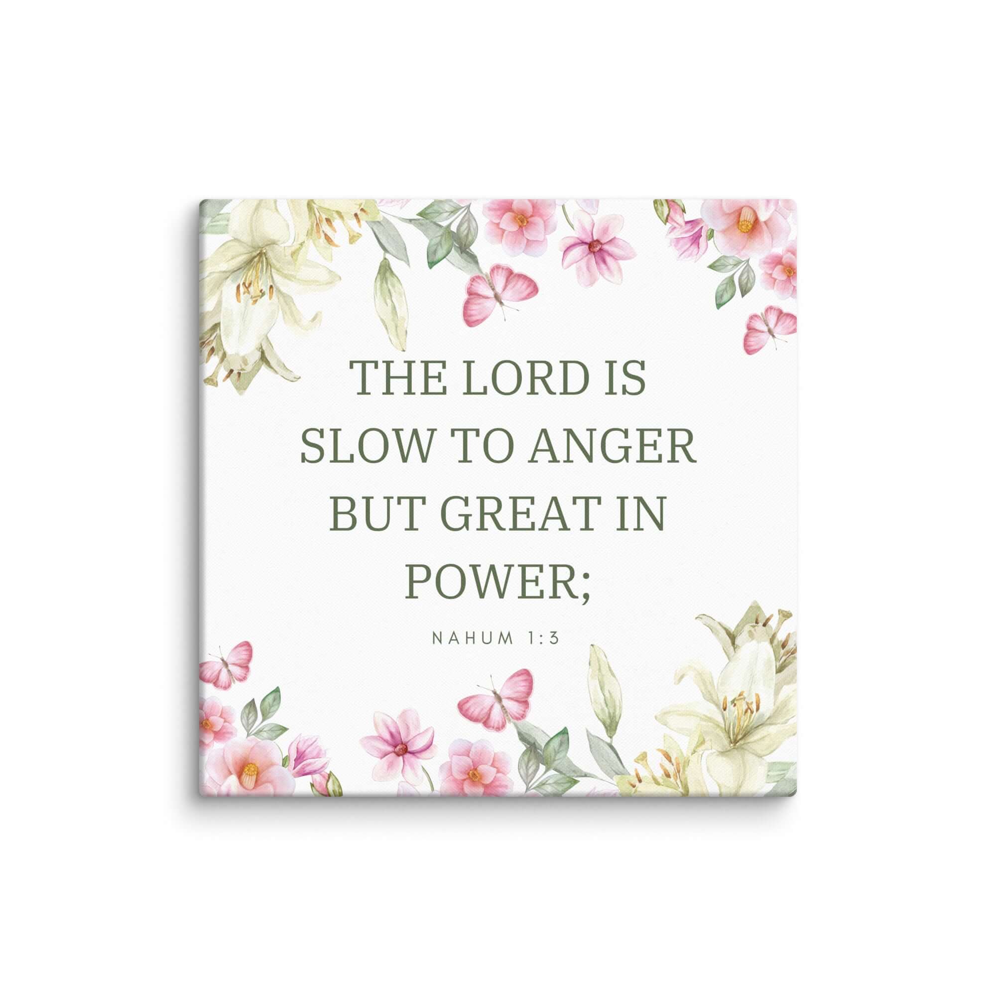 Nahum 1:3 Bible Verse, slow to anger Canvas Print Wall Art 30″×30″